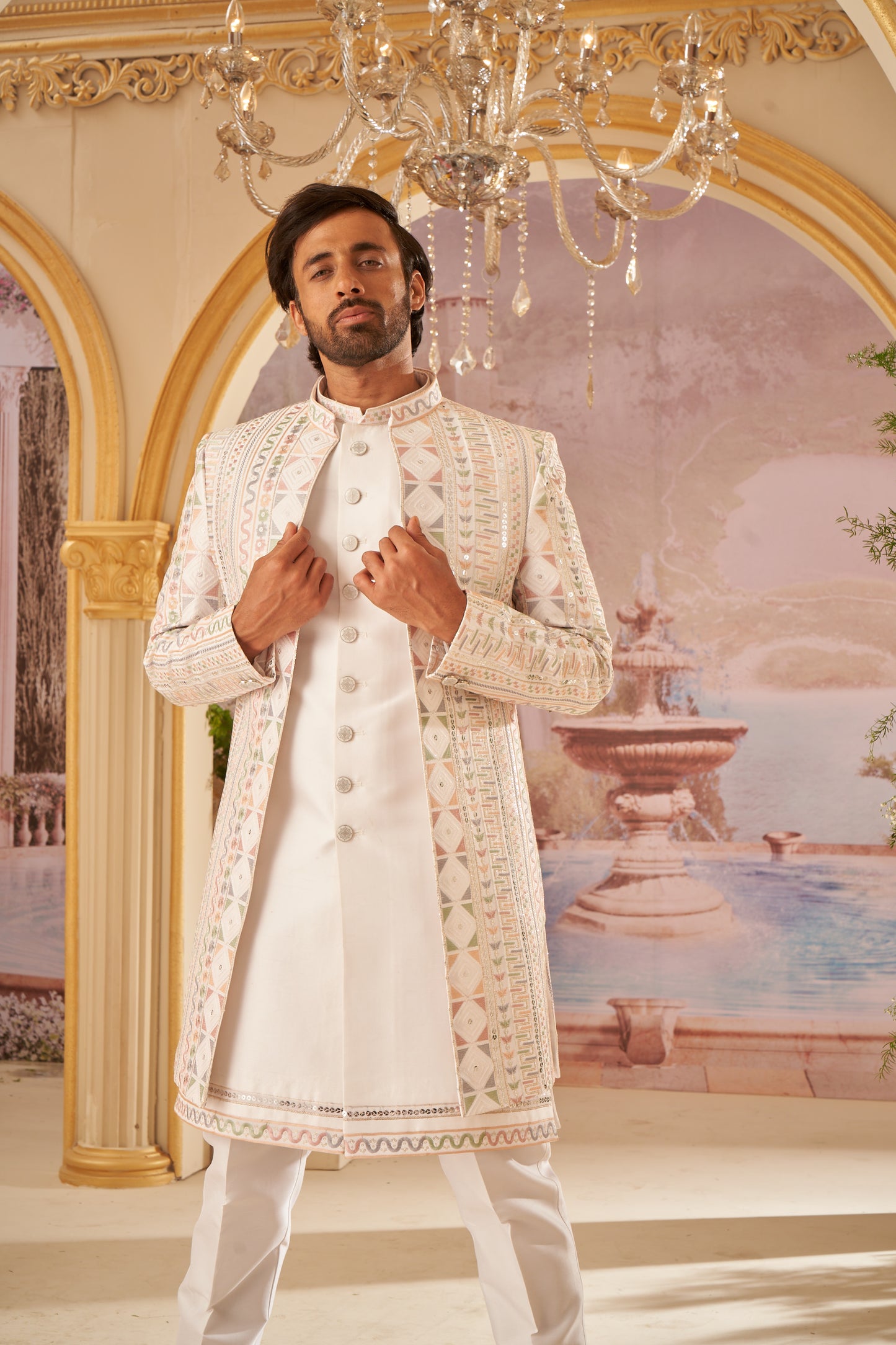 Indo Western Front Open - Cream