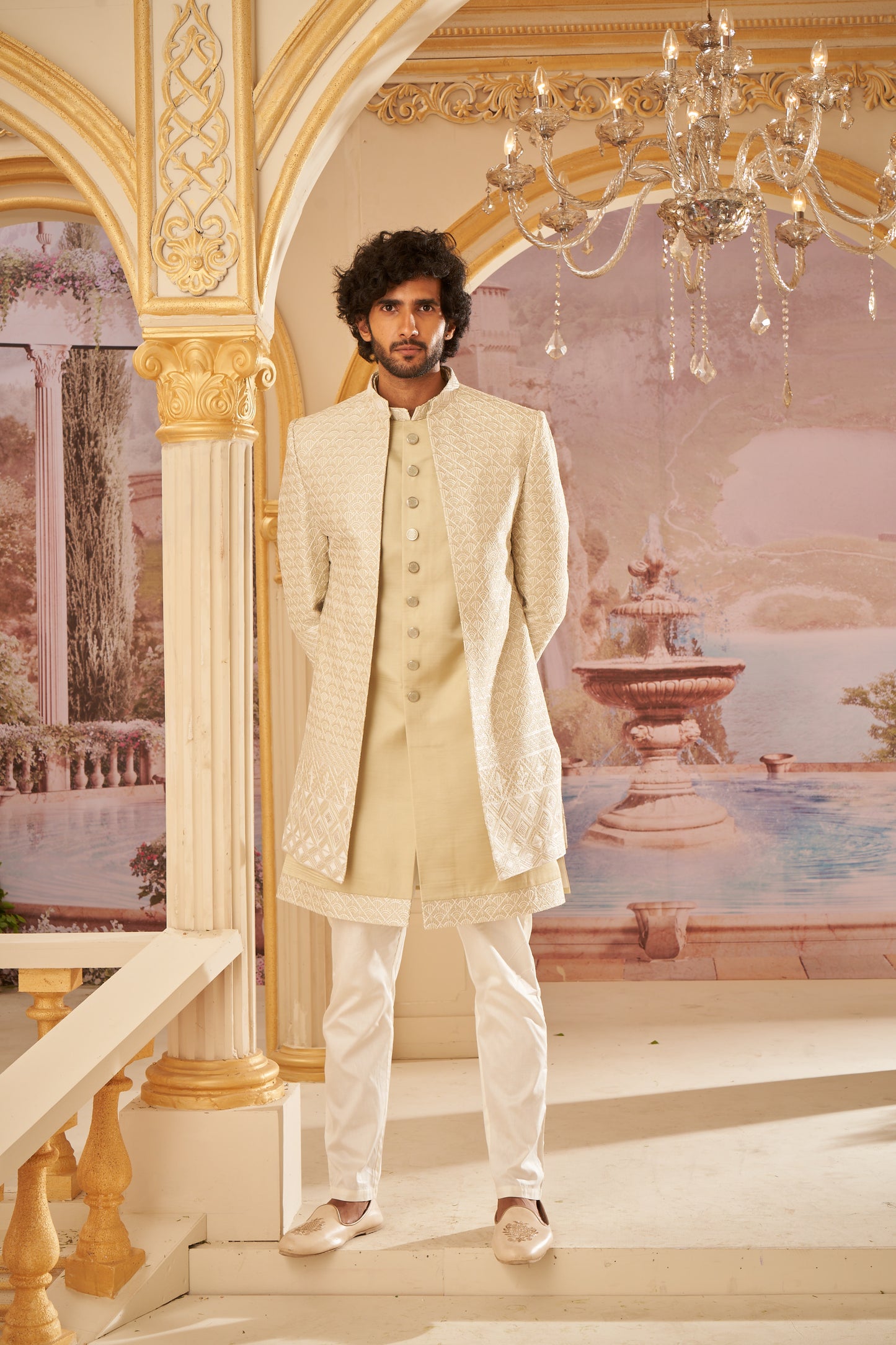 Indo Western Front Open - Beige