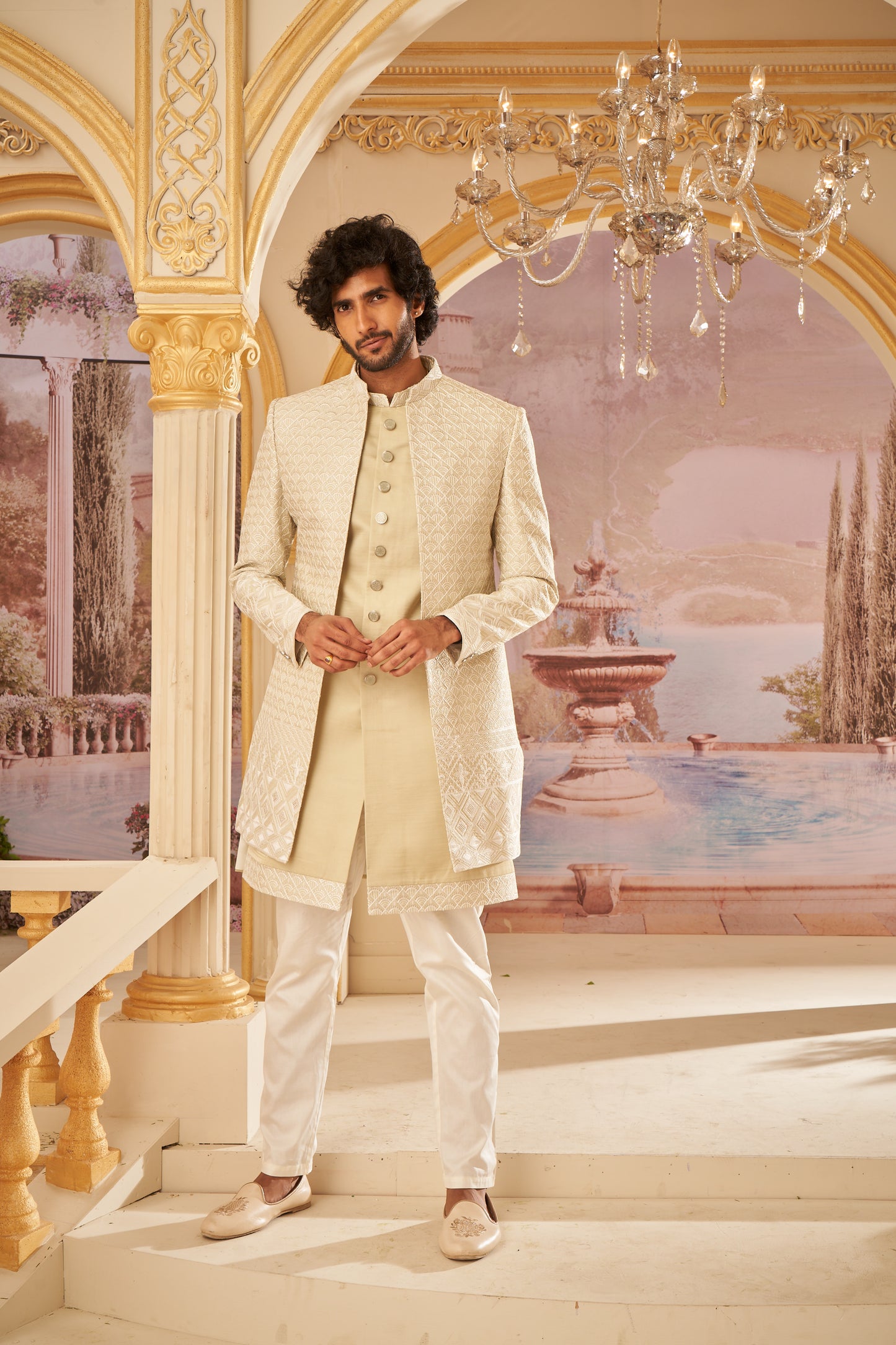 Indo Western Front Open - Beige