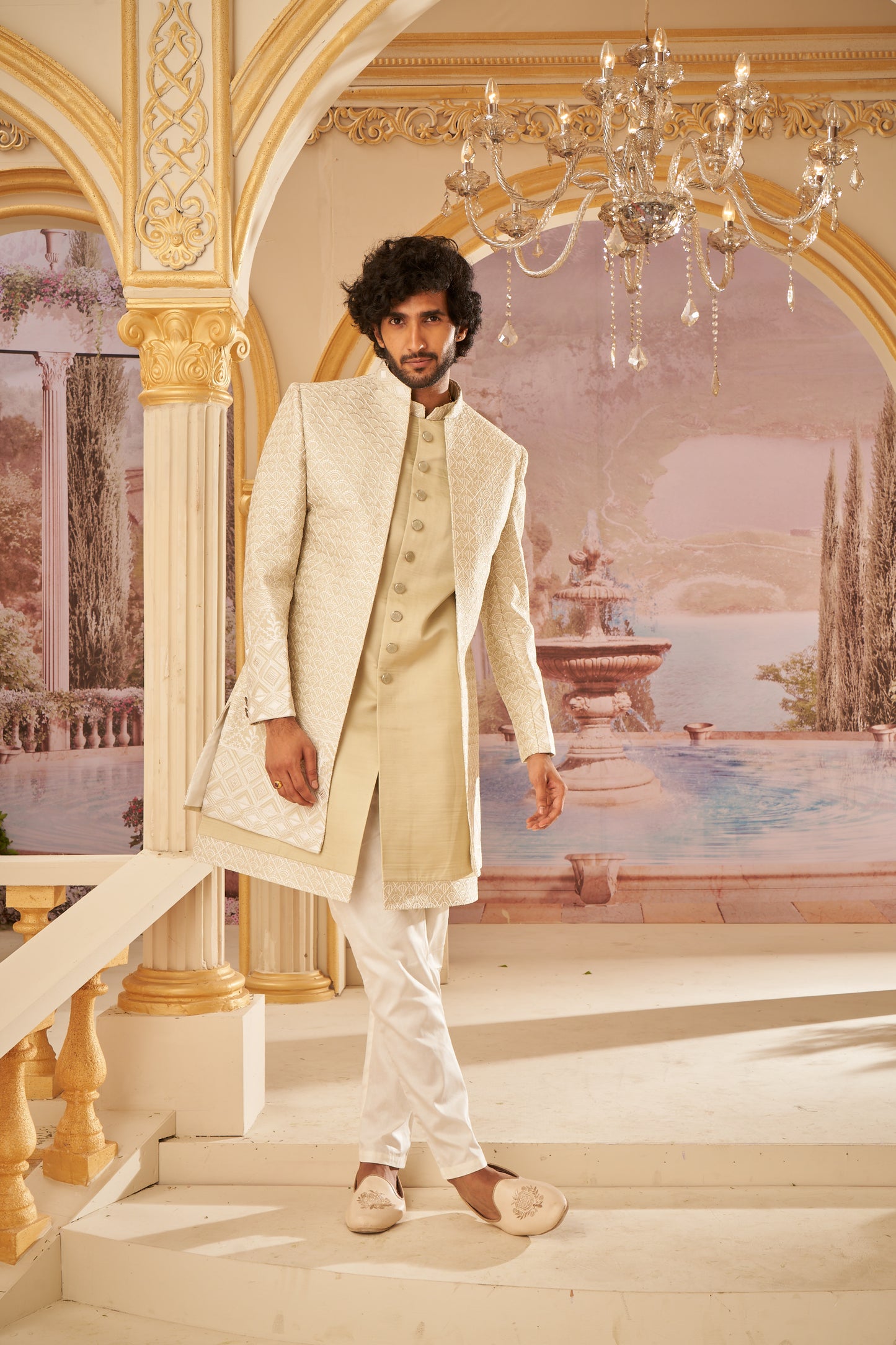 Indo Western Front Open - Beige