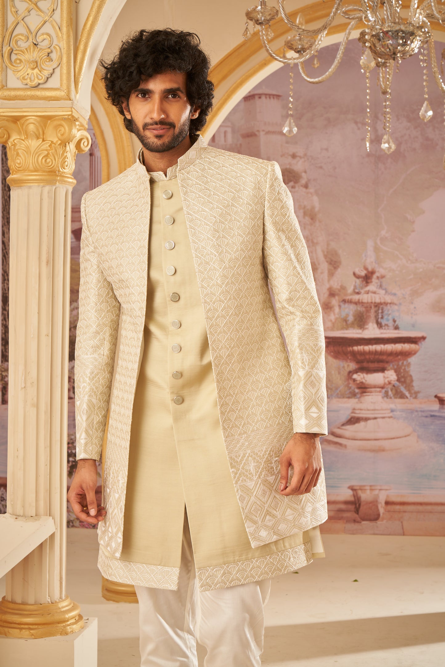 Indo Western Front Open - Beige