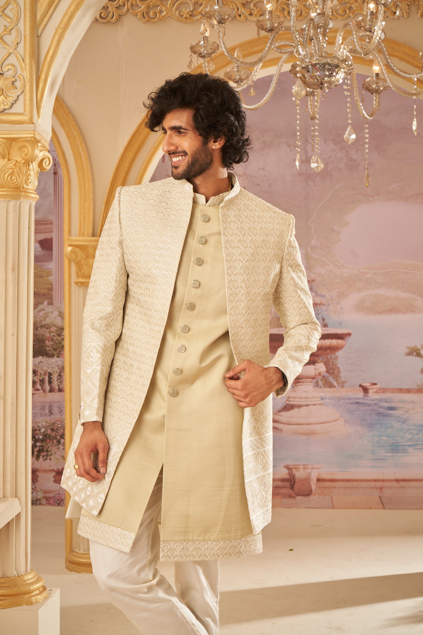 Indo Western Front Open - Beige