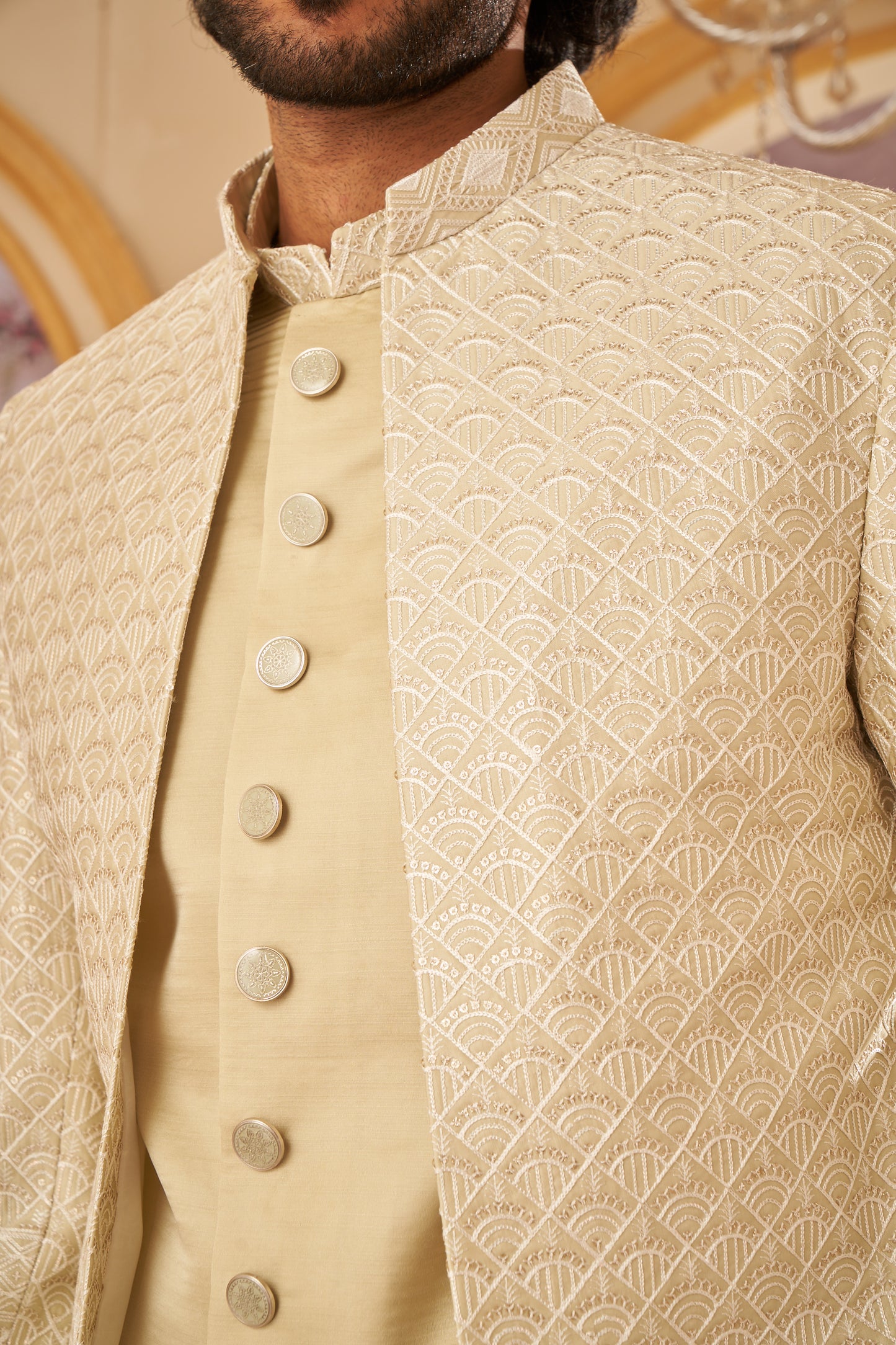 Indo Western Front Open - Beige