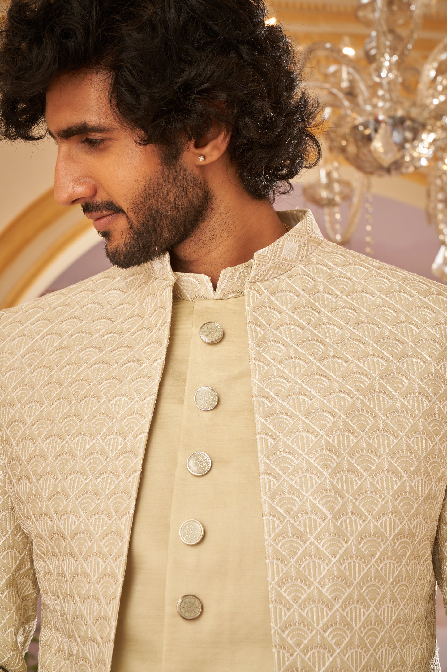 Indo Western Front Open - Beige