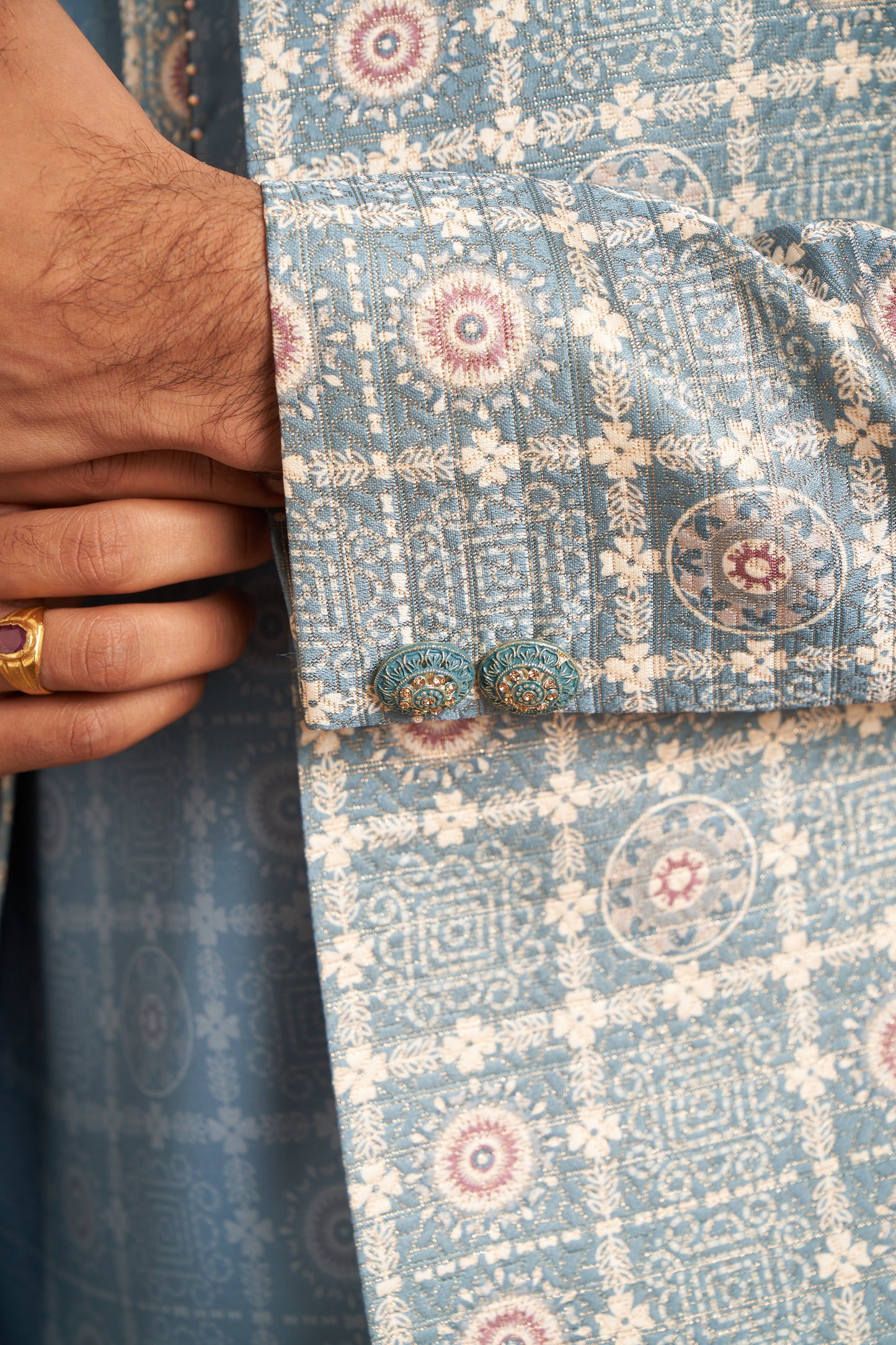 Indo Western Front Open - Light Blue