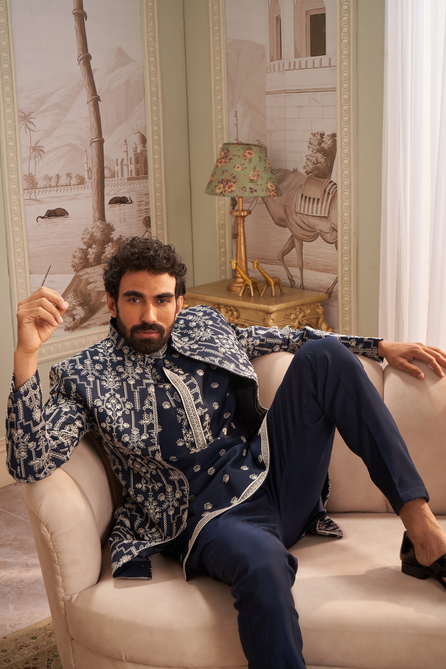 Indo Western Front Open - Dark Blue