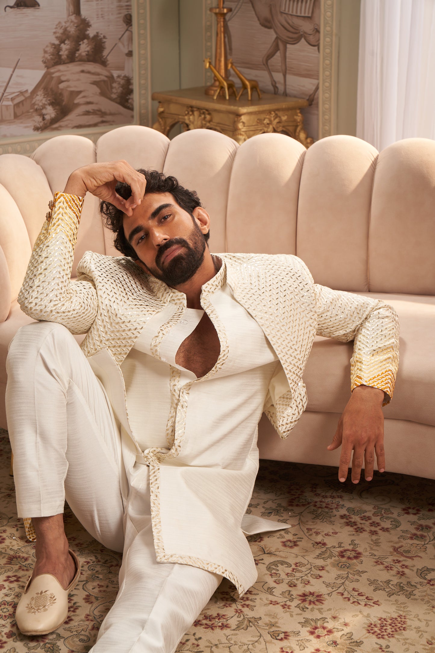 Indo Western Front Open - Cream