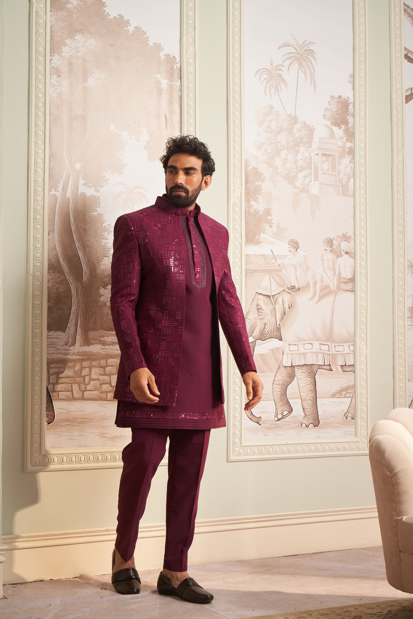 Indo Western Front Open - Maroon