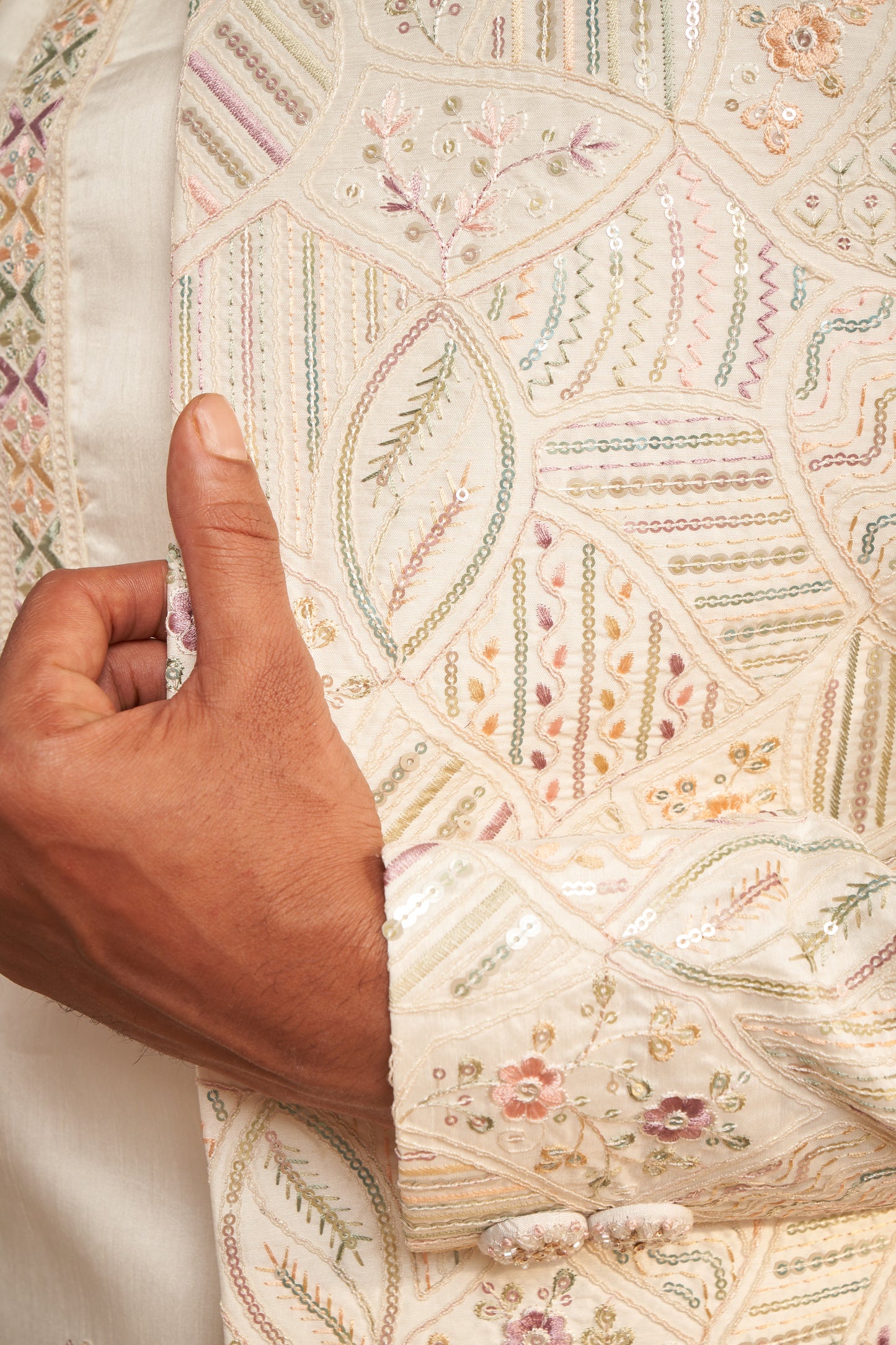 Indo Western Front Open - Cream