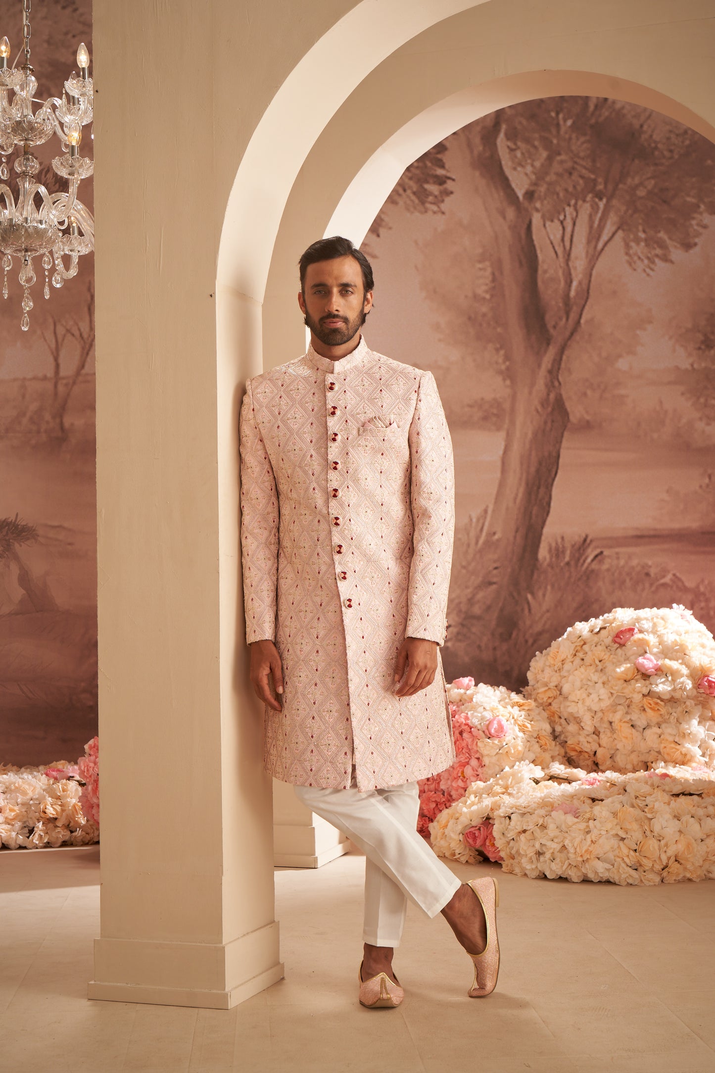 Sherwani - Peach