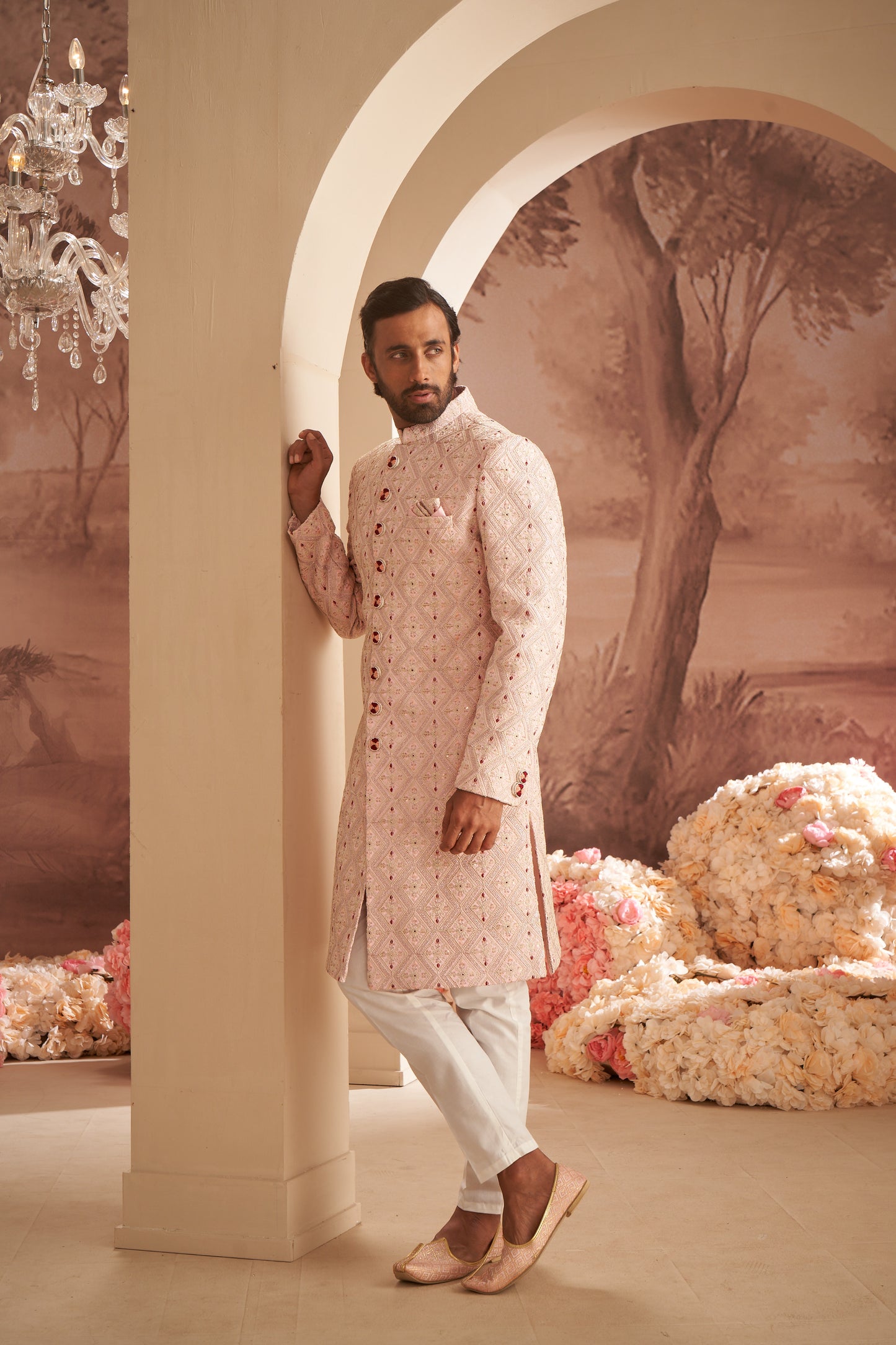Sherwani - Peach