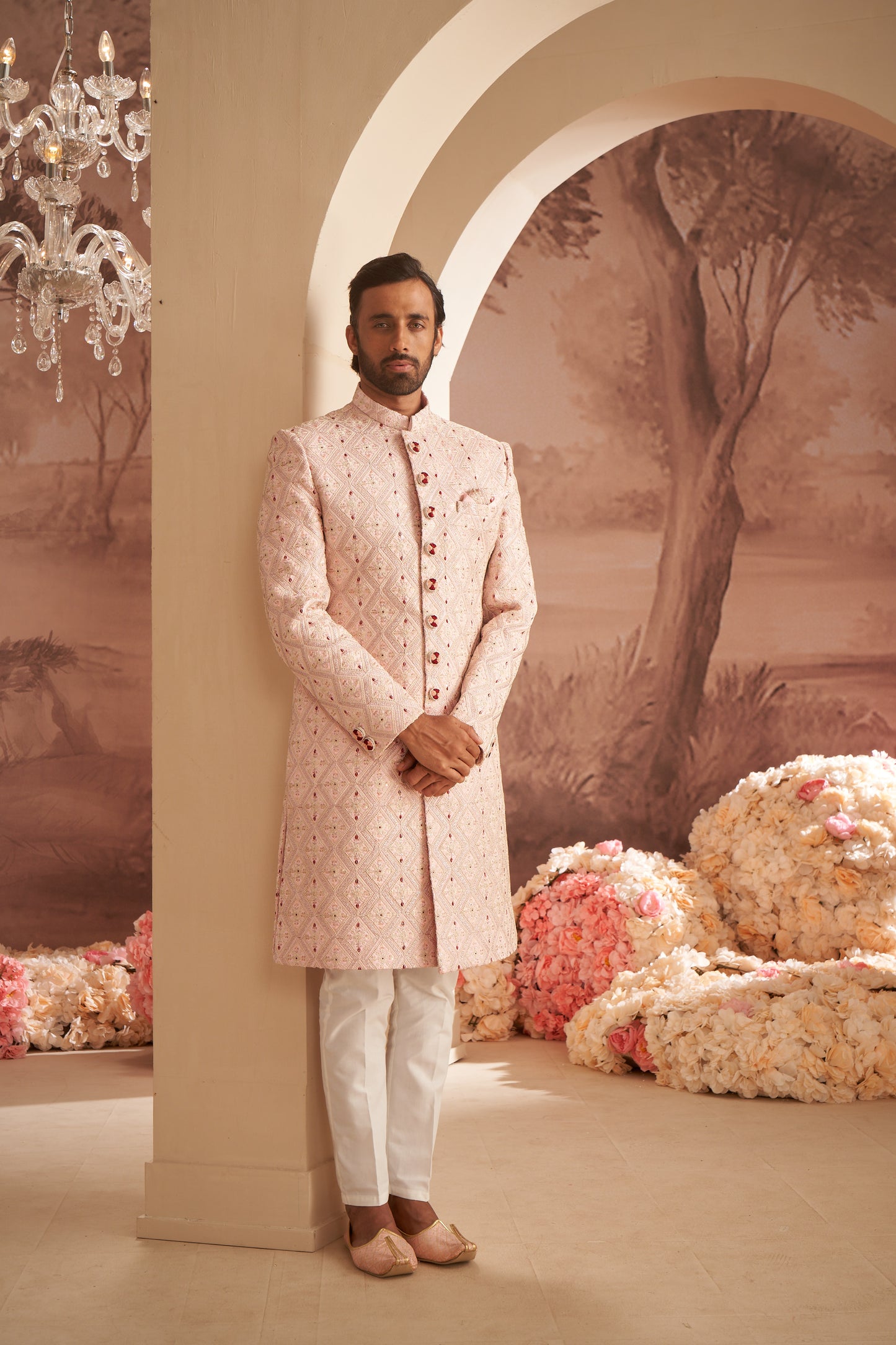 Sherwani - Peach