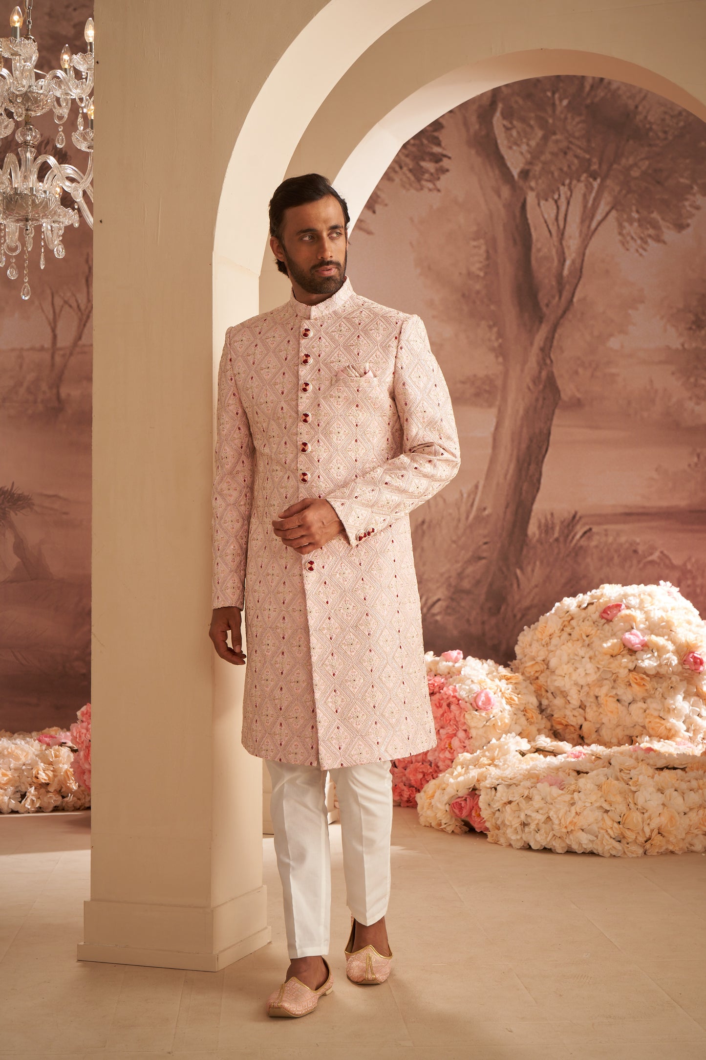 Sherwani - Peach