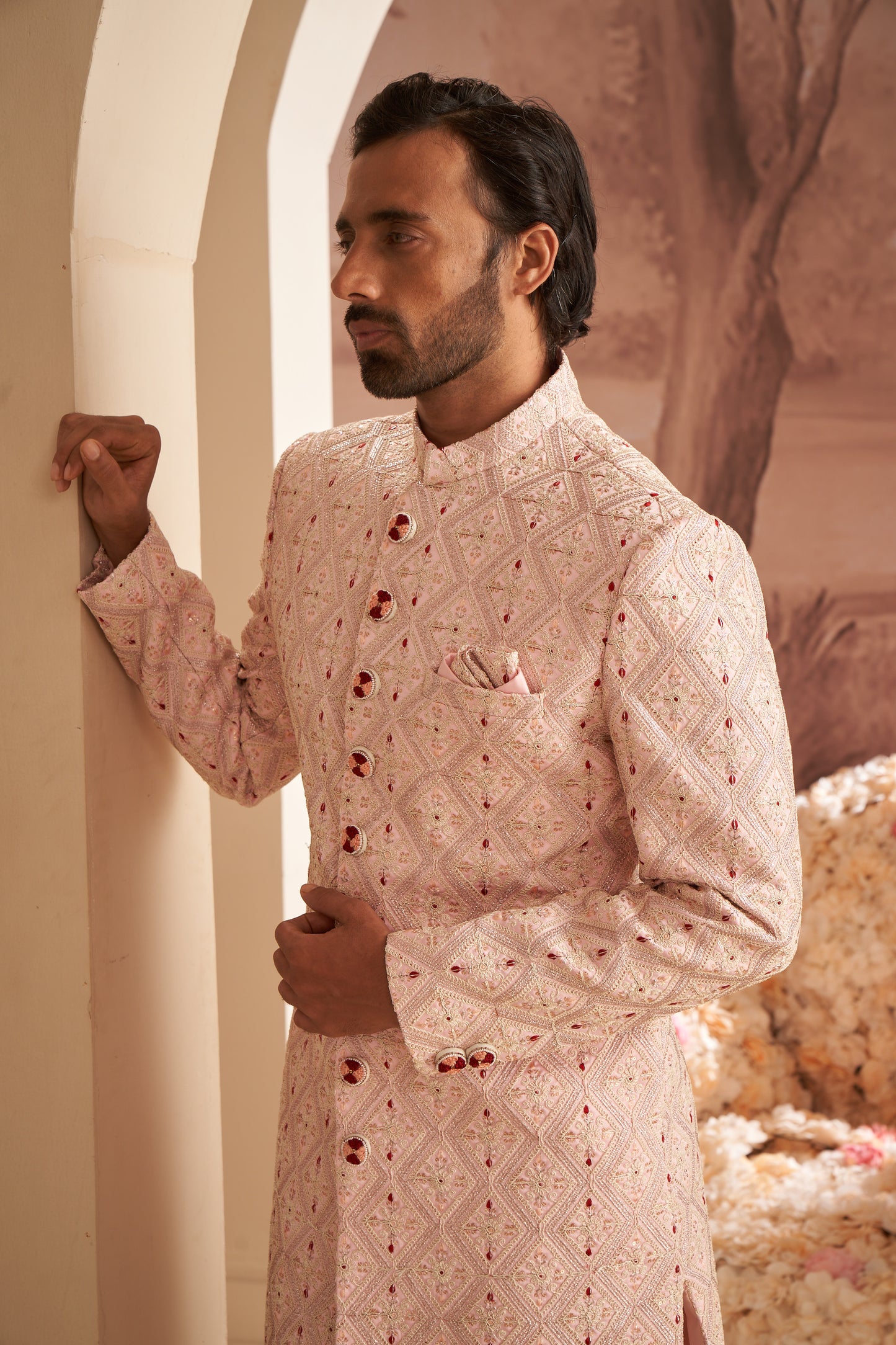 Sherwani - Peach