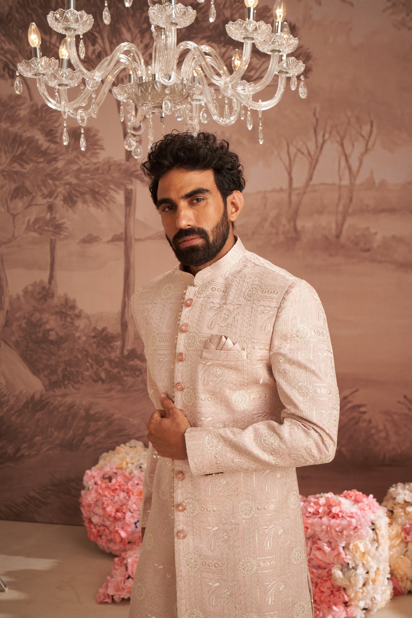 Sherwani - Peach