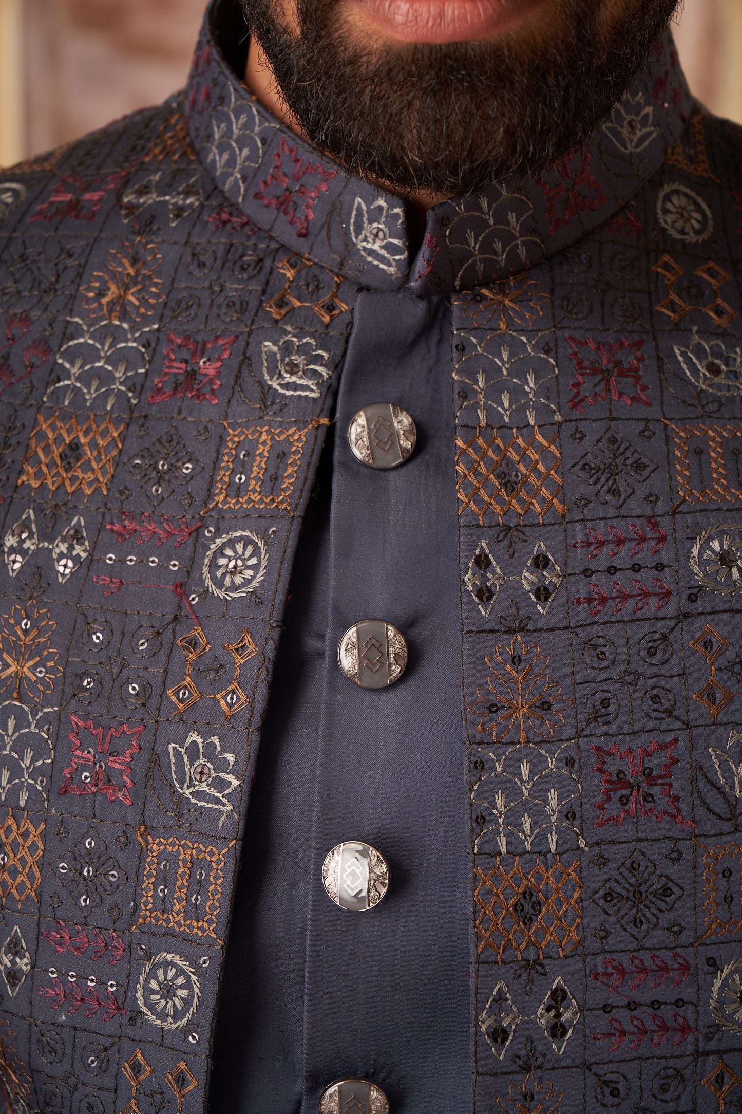 Indo Western Front Open - Dark Grey