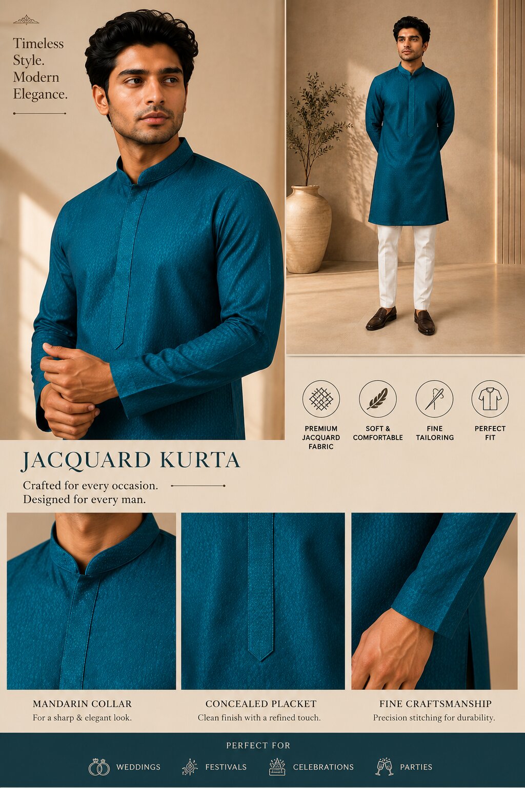 Men’s Rama Textured Kurta Pajama