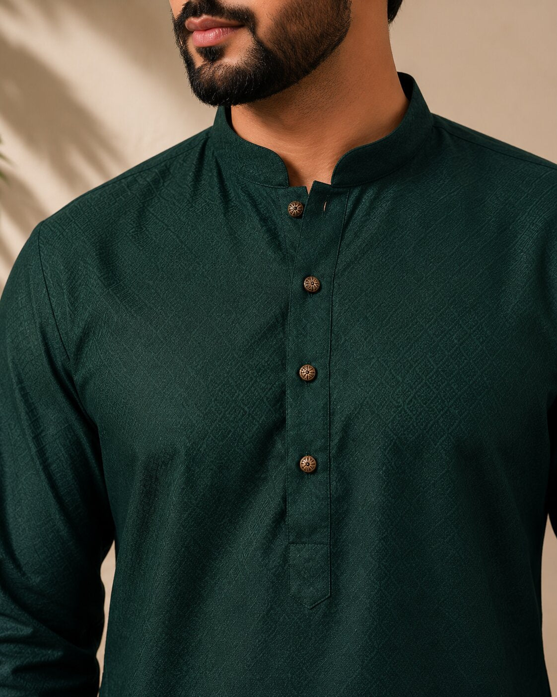 Men’s Green Textured Kurta Pajama