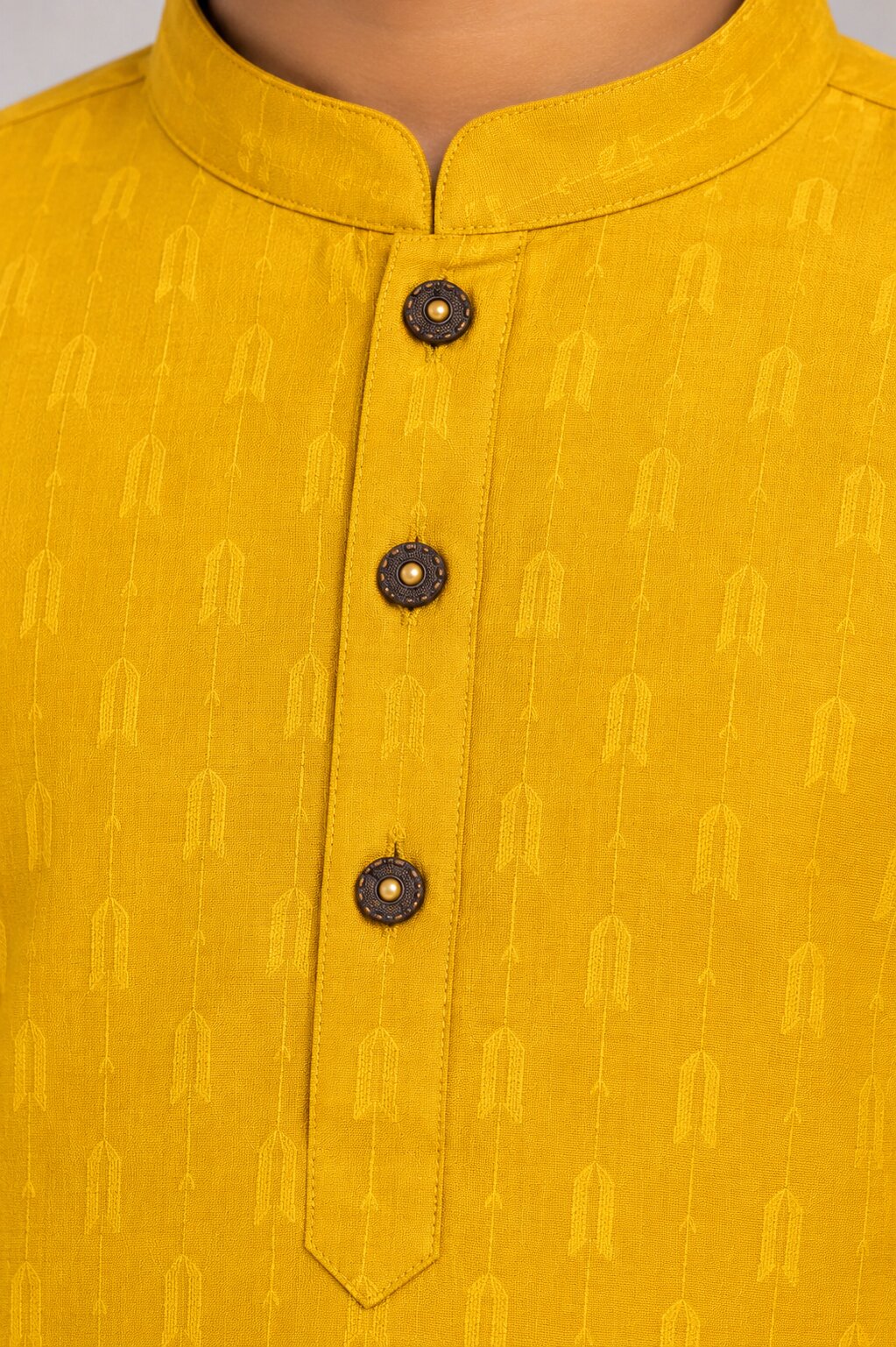 Kids Yellow Printed Kurta Pajama Set