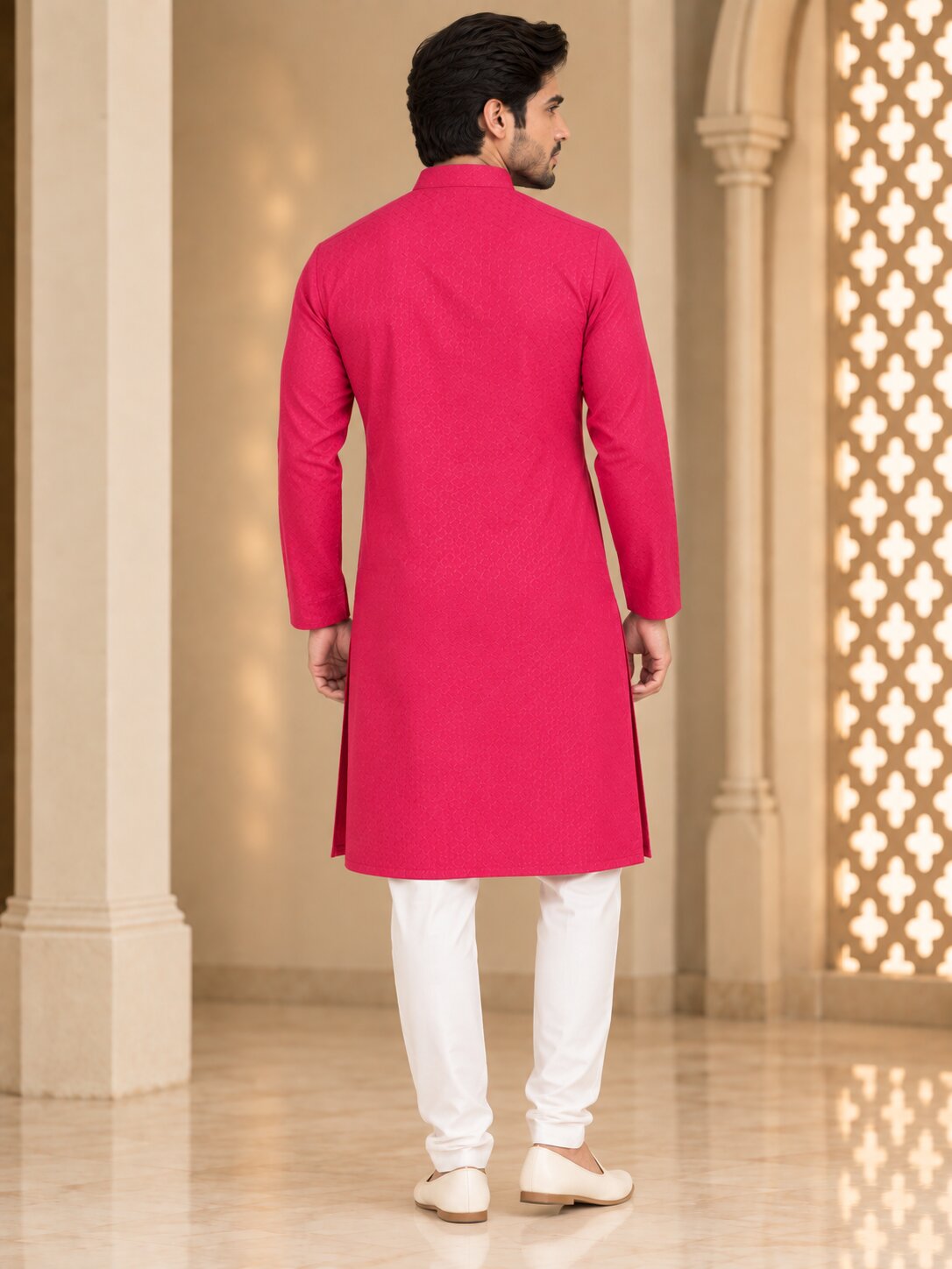 Men's Rani Textured Kurta Pyjama Set