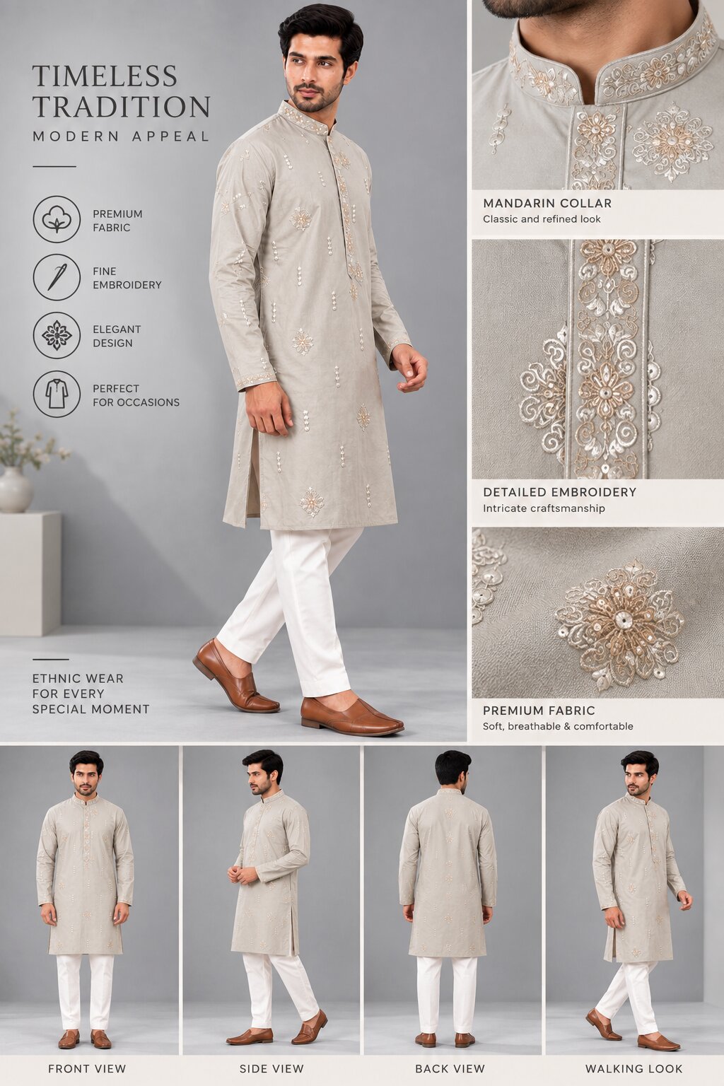 Light Peach Kurta Pajama for Men