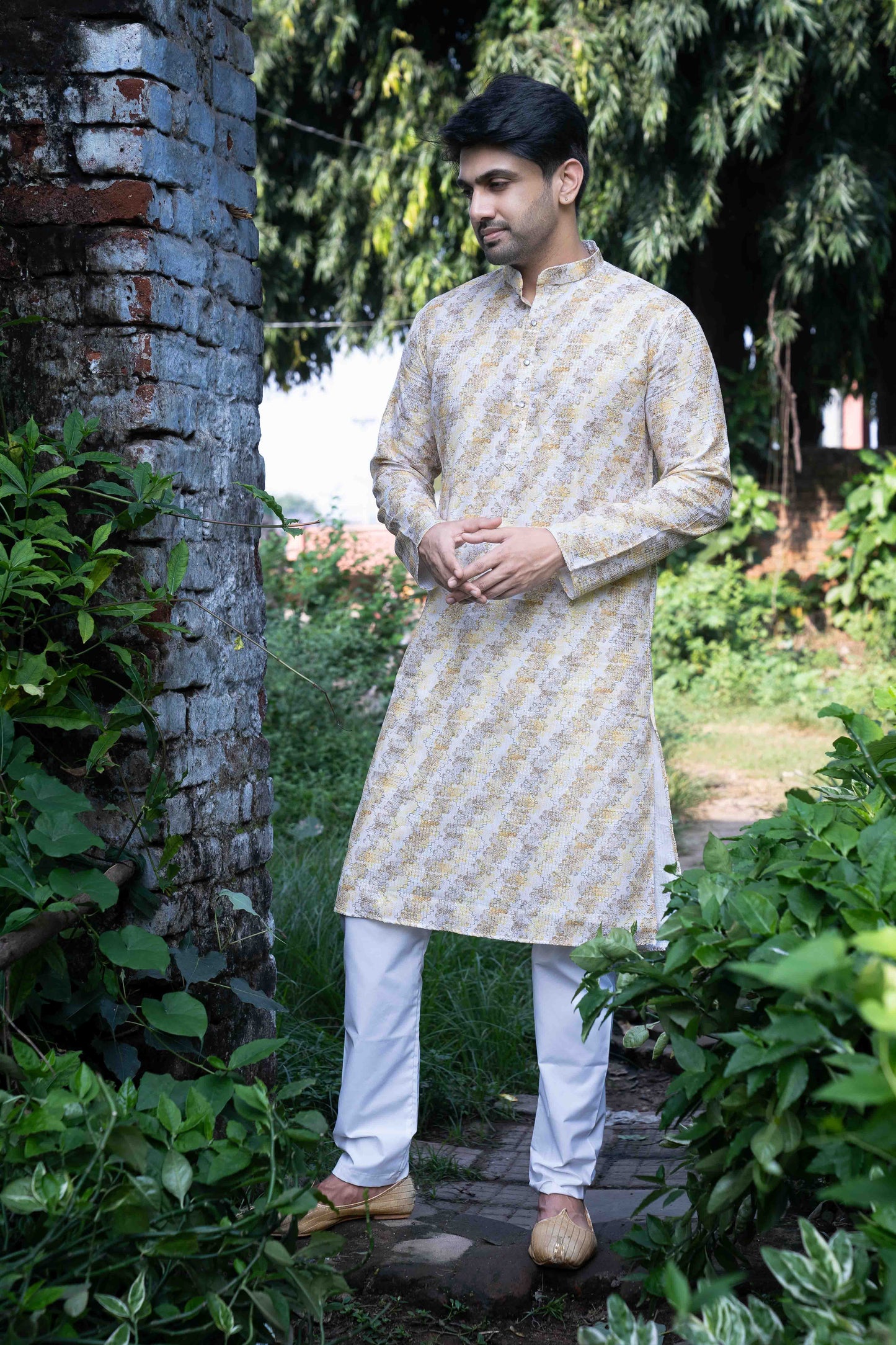 Printed Kurta - Cream