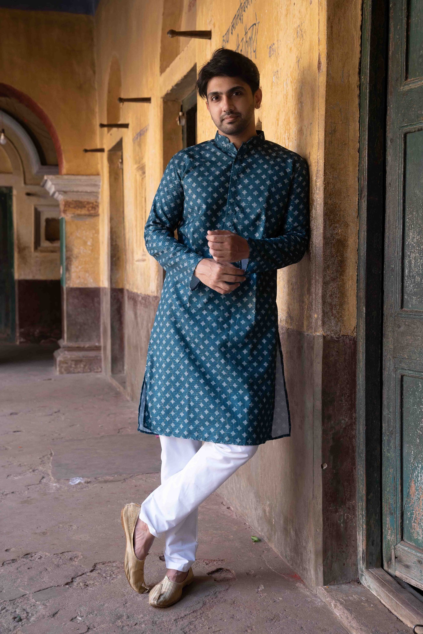 Printed Kurta - Navy