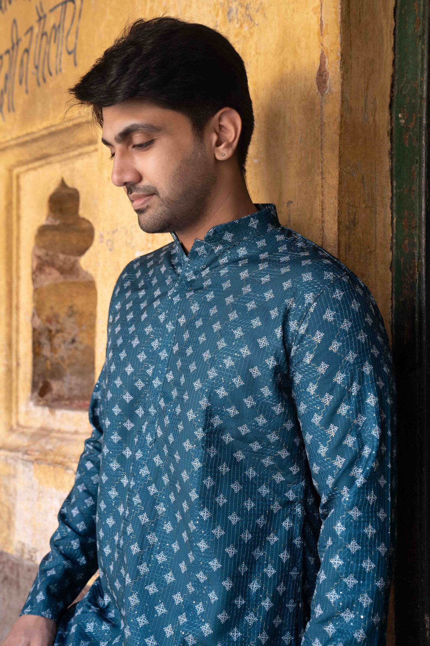 Printed Kurta - Navy