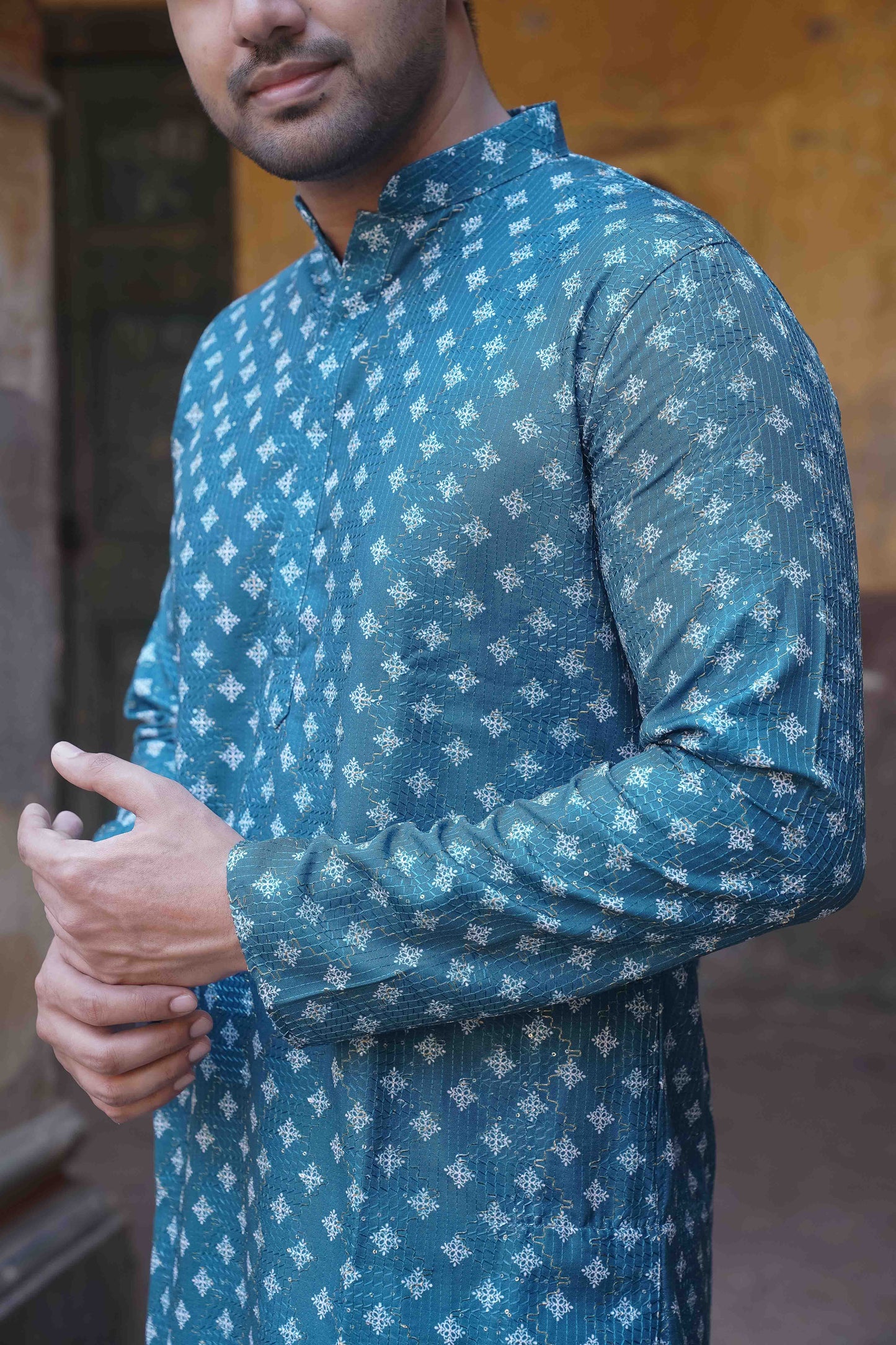 Printed Kurta - Navy