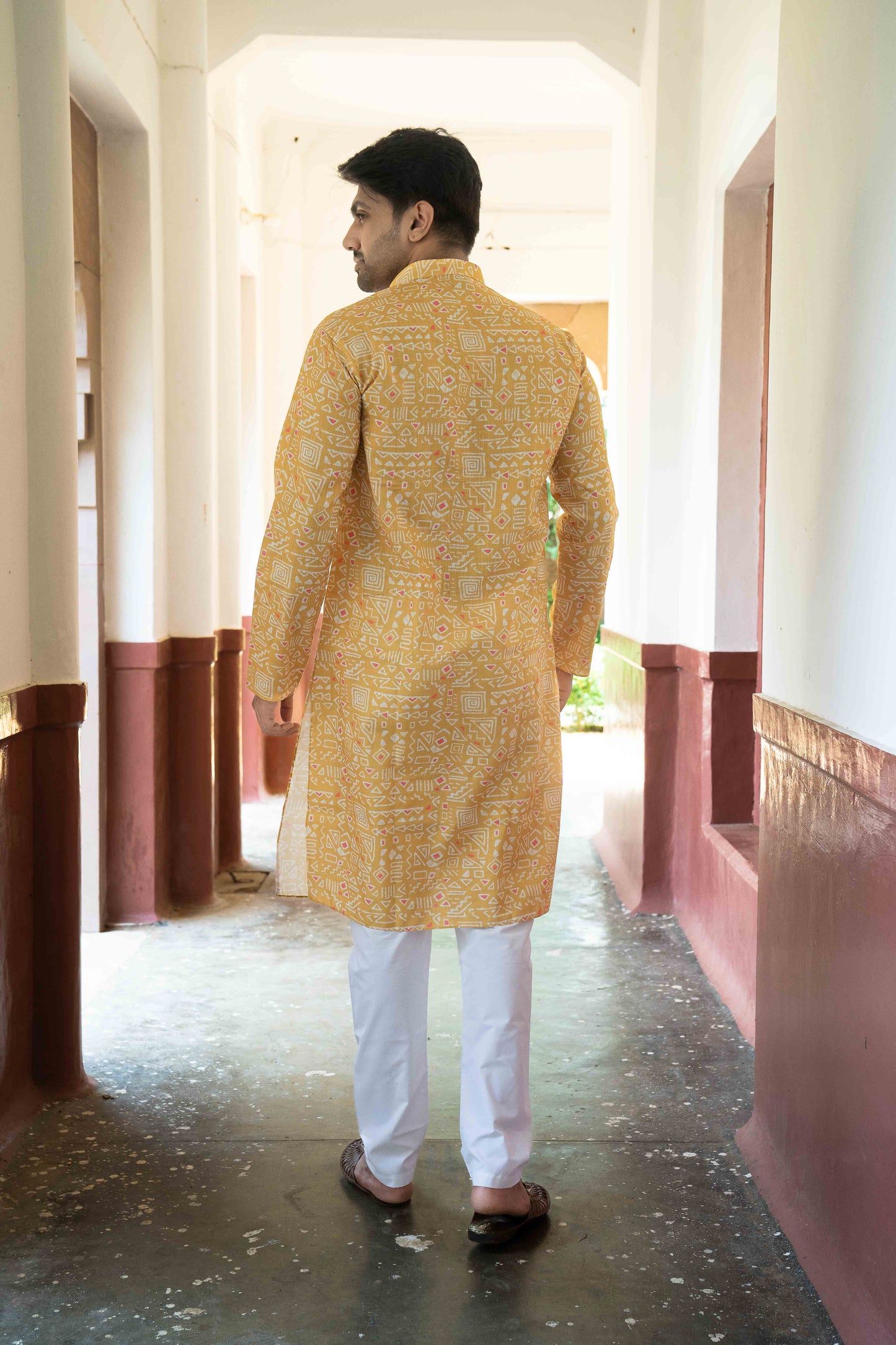 Printed Cotton Kurta - Orange