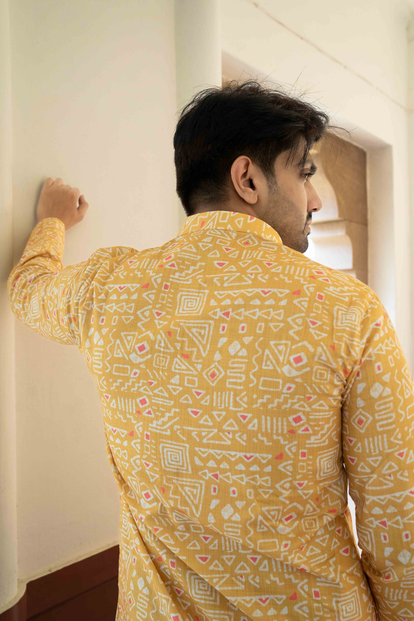 Printed Cotton Kurta - Orange