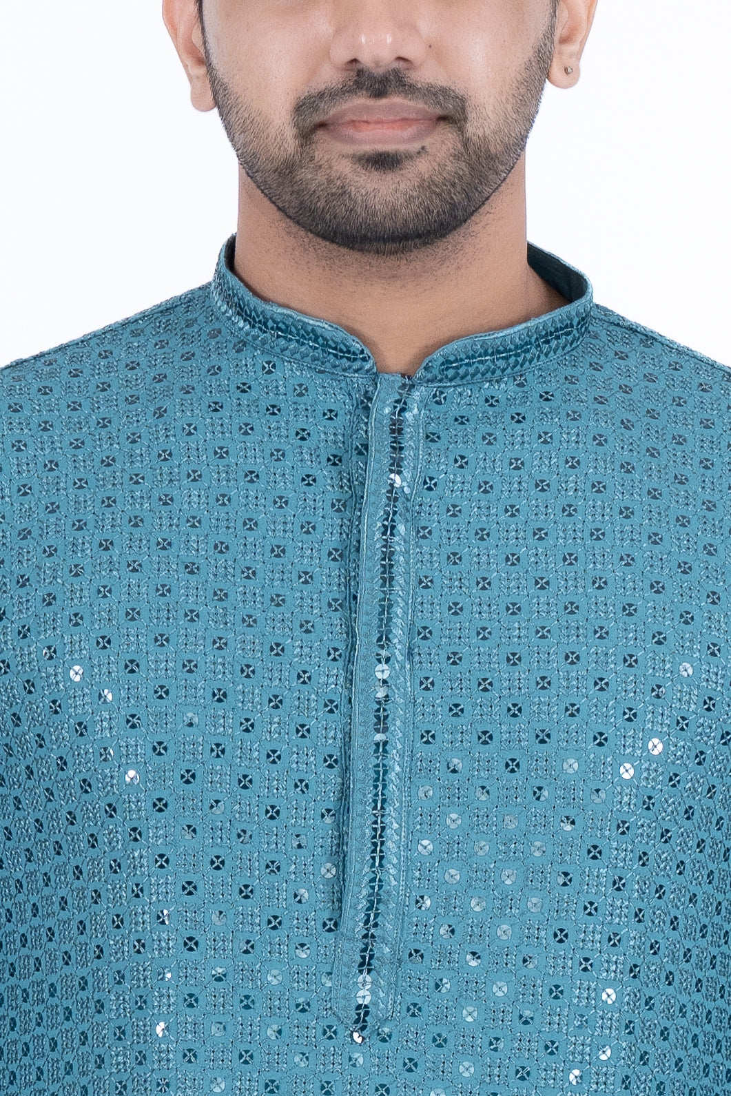 Chikan Kari Kurta - Teal
