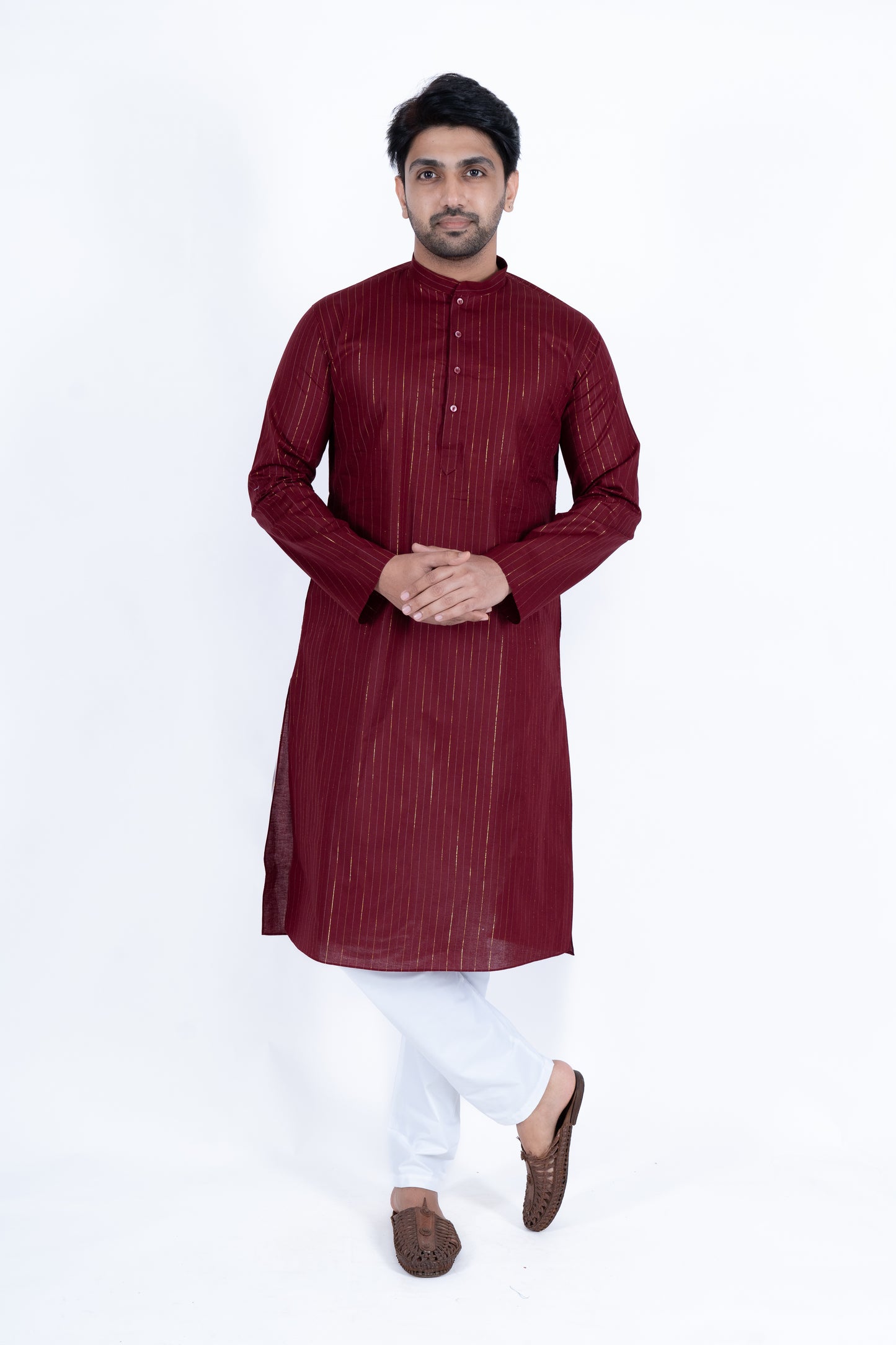 Striped Kurta - Maroon