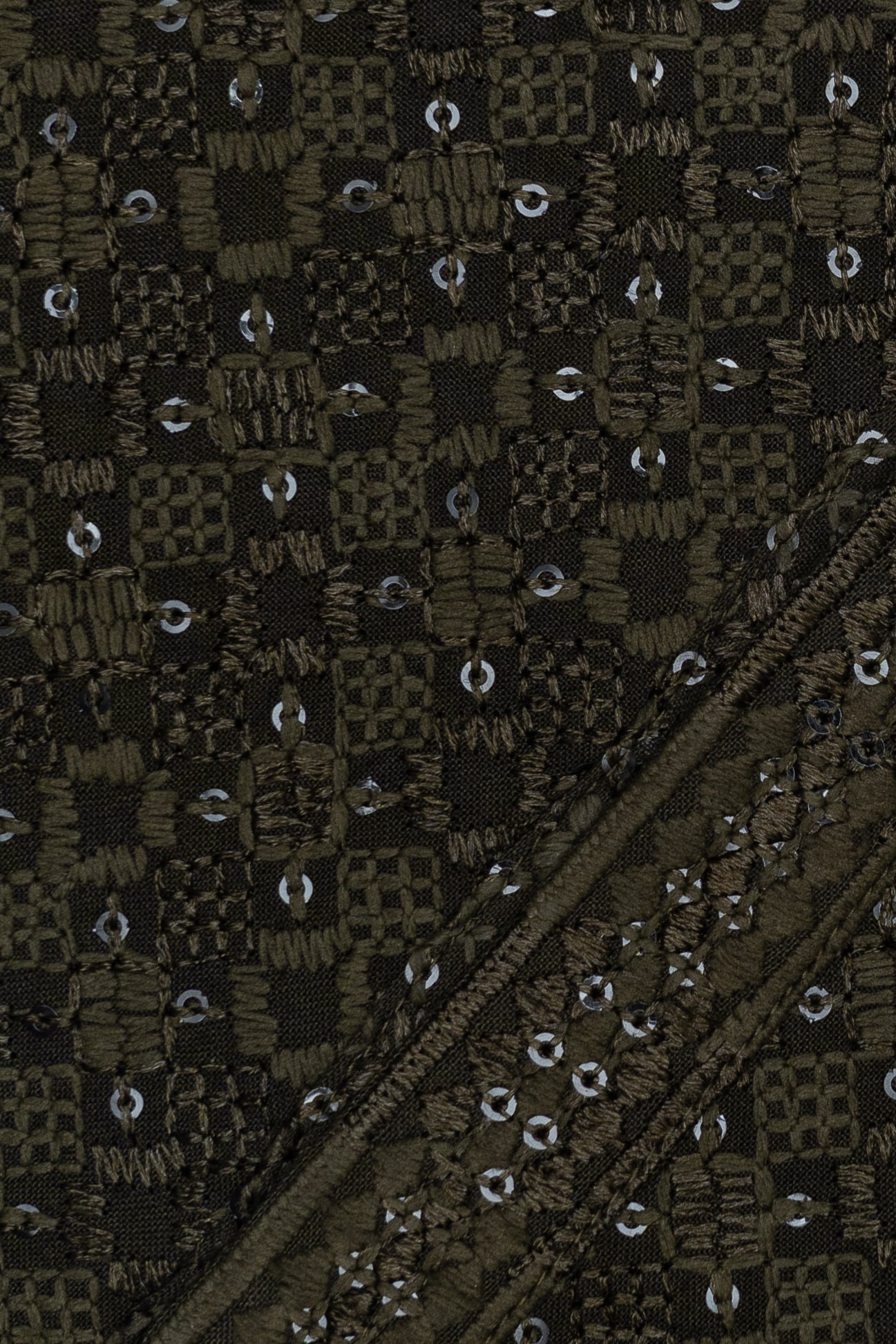 Chikan Kari Kurta - Dark Olive