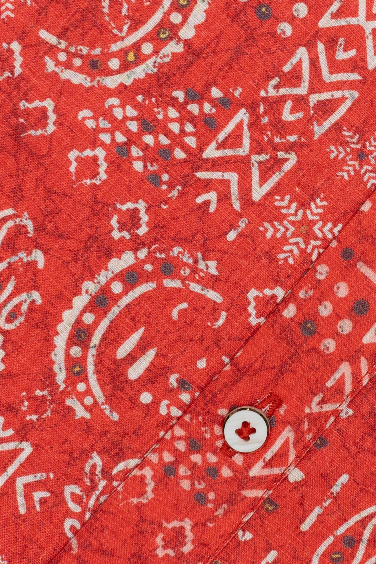 Batik Print Cotton Kurta - Deep Orange