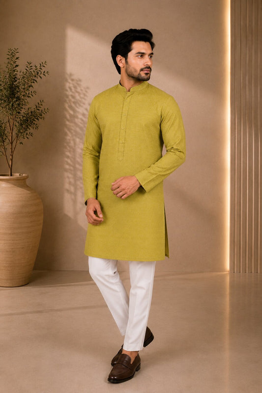 Men’s Mehandi Textured Kurta Pajama