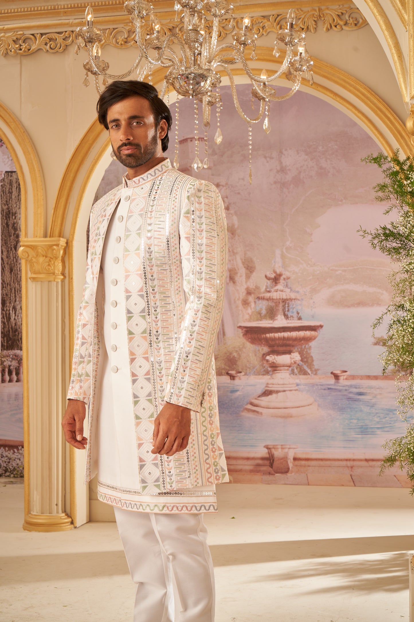 Indo Western Front Open - Cream