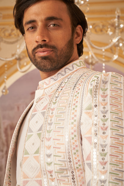 Indo Western Front Open - Cream