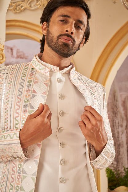 Indo Western Front Open - Cream