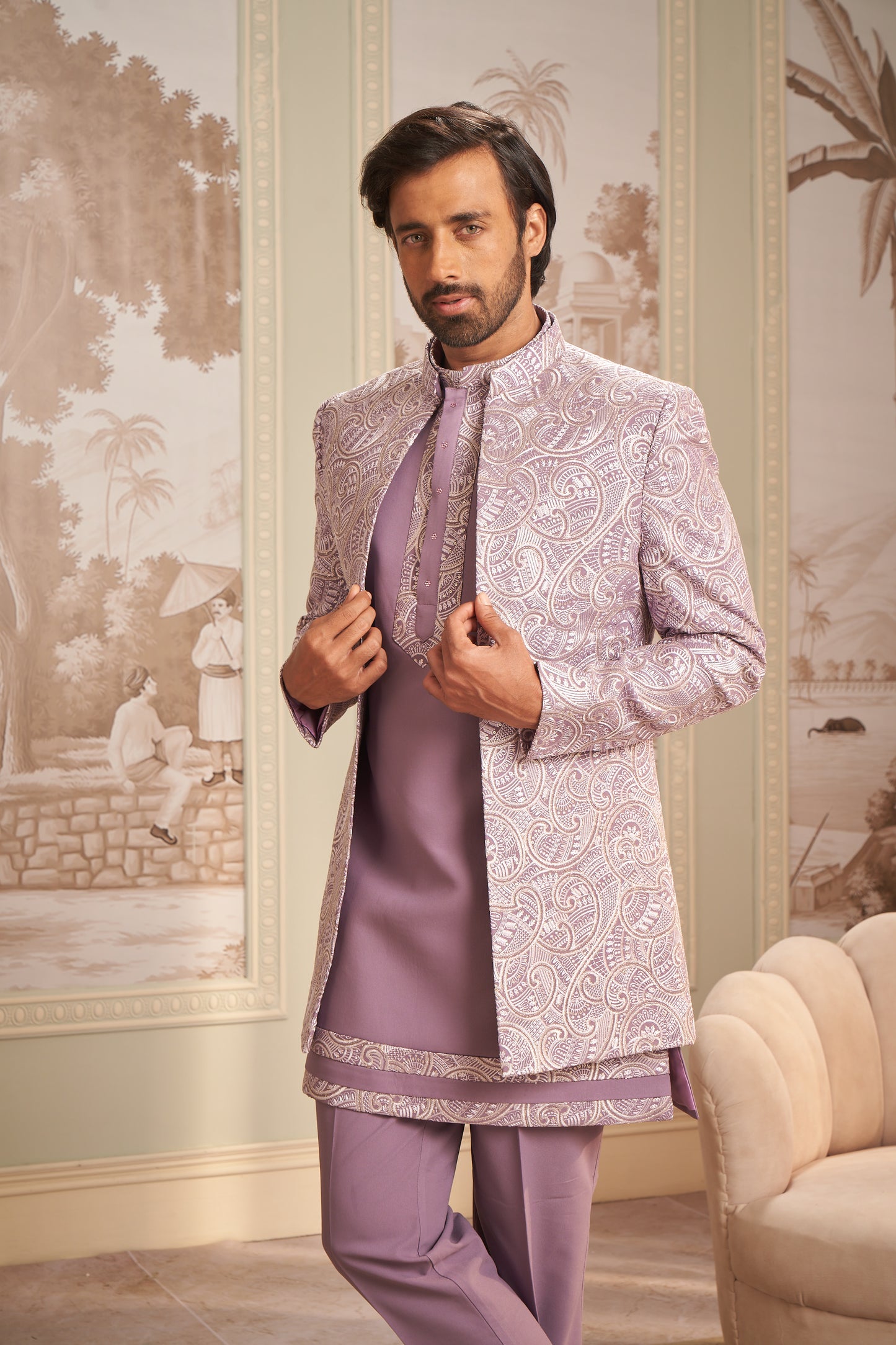 Indo Western Front Open - Lavender