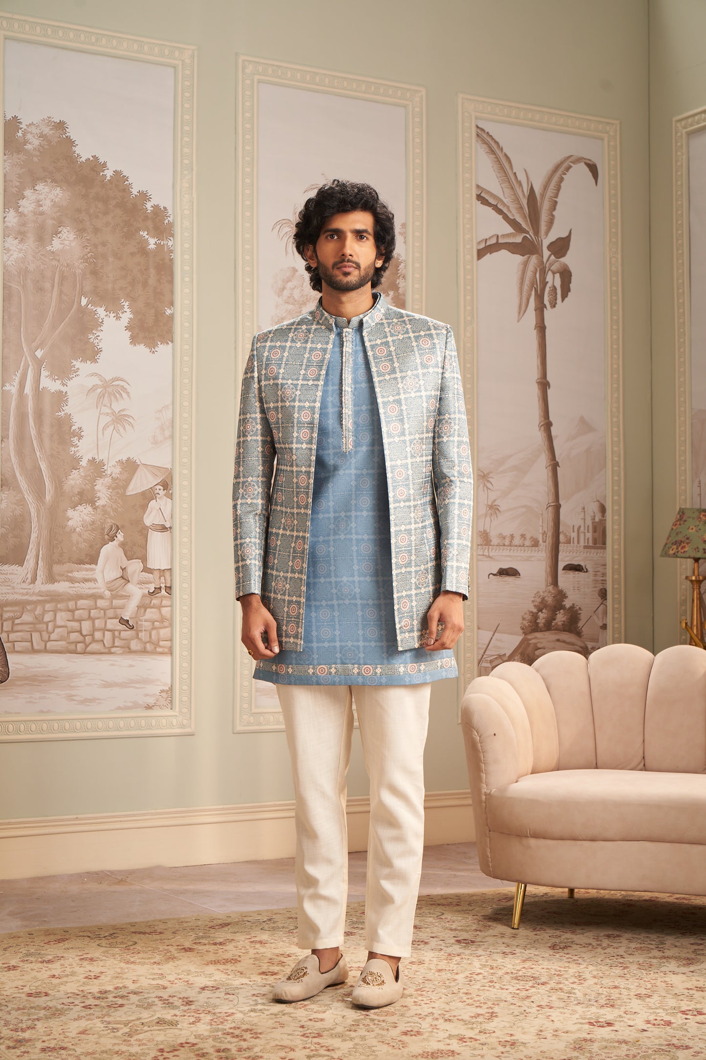 Indo Western Front Open - Light Blue