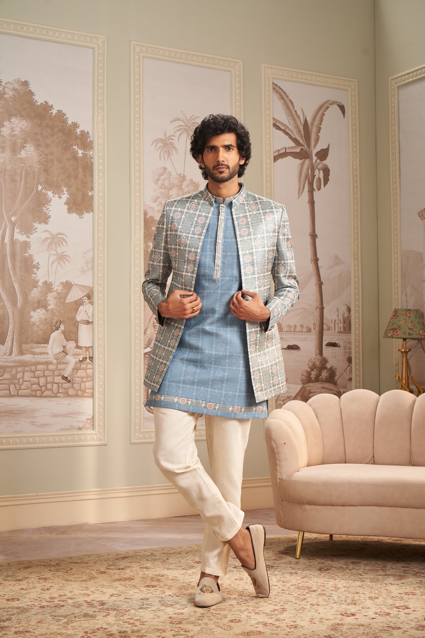 Indo Western Front Open - Light Blue