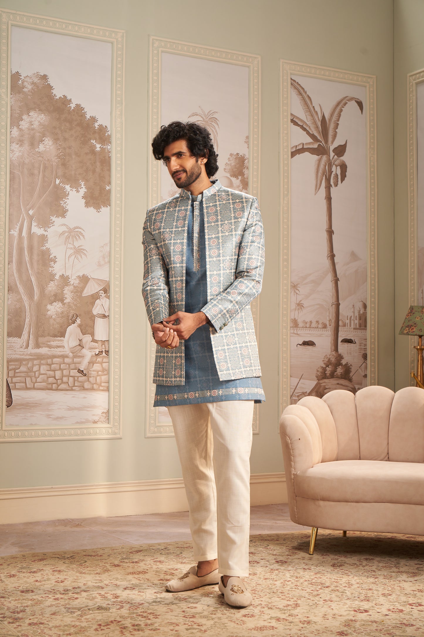 Indo Western Front Open - Light Blue