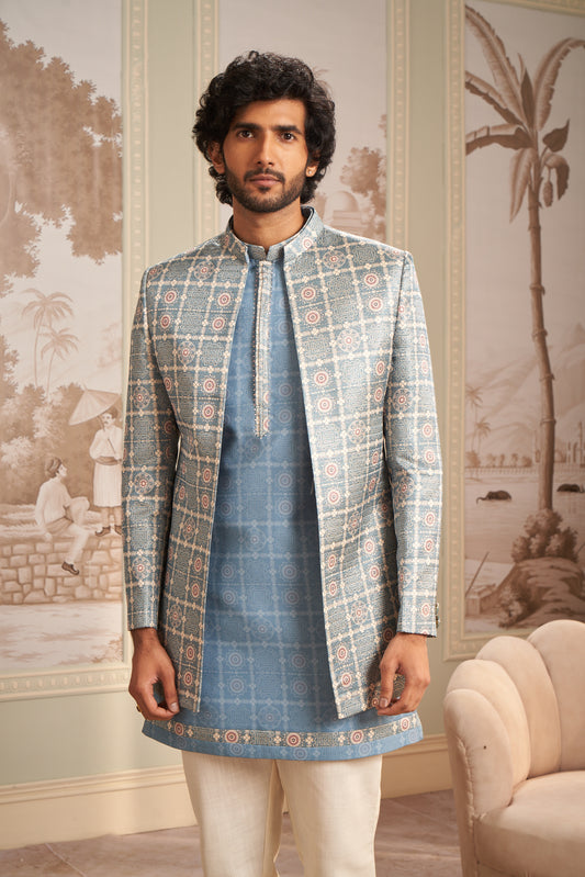 Indo Western Front Open - Light Blue