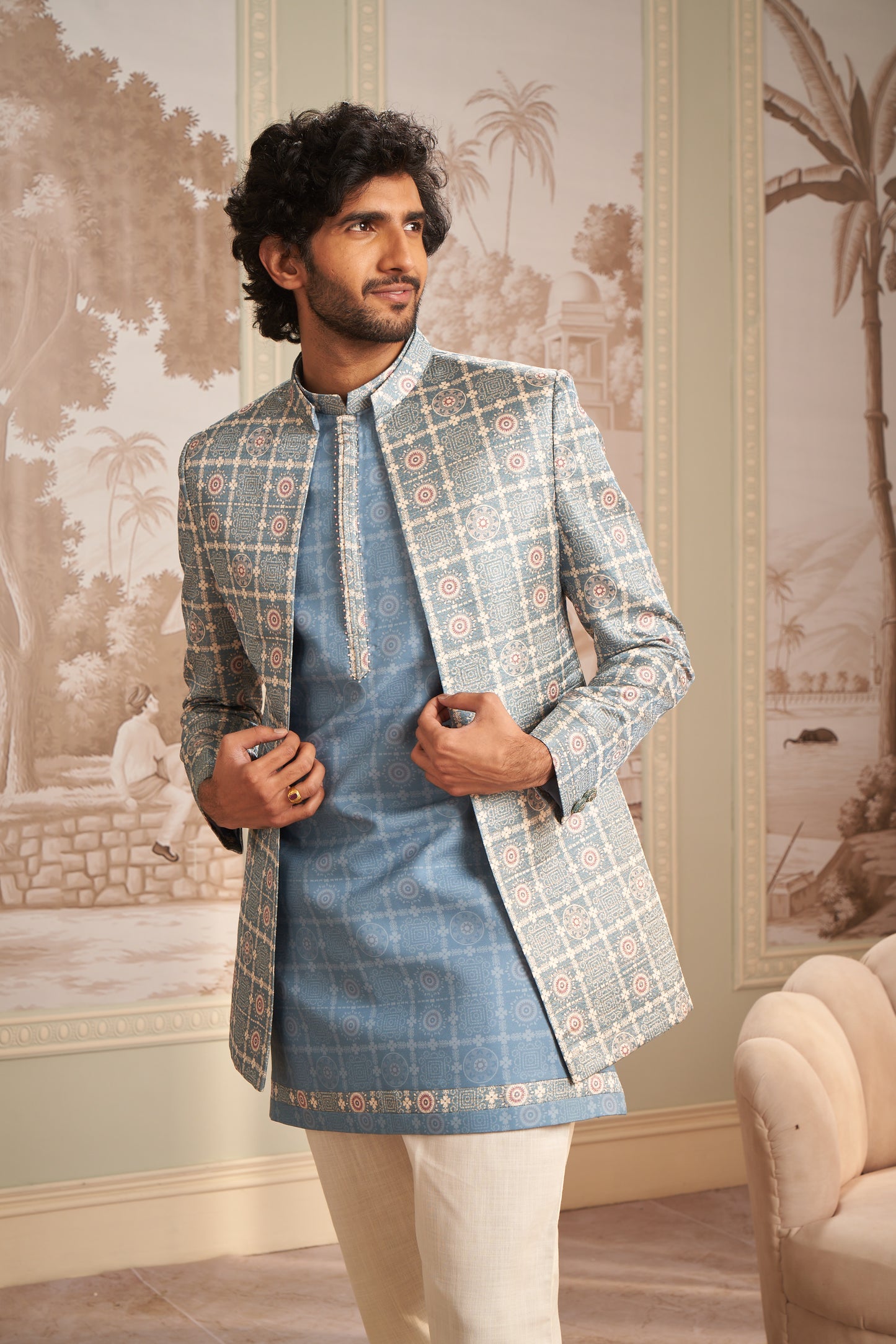 Indo Western Front Open - Light Blue