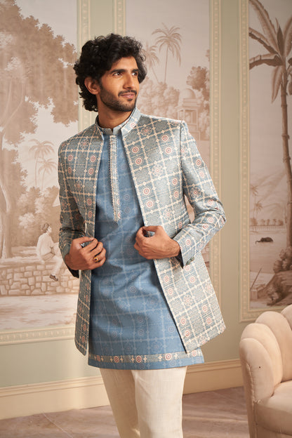 Indo Western Front Open - Light Blue