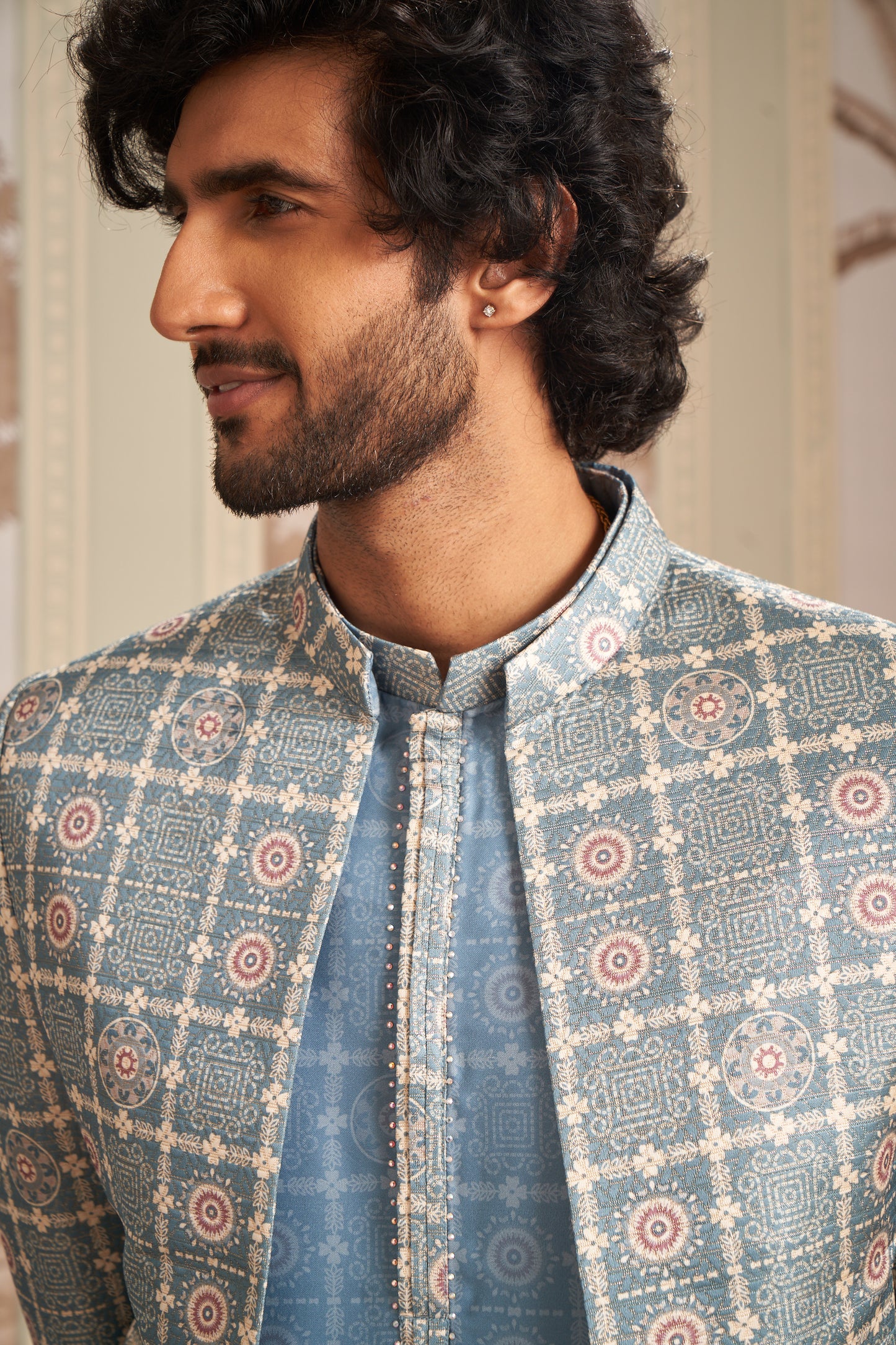 Indo Western Front Open - Light Blue