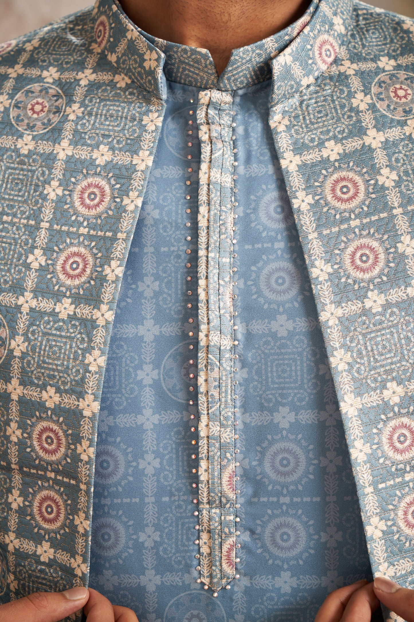 Indo Western Front Open - Light Blue