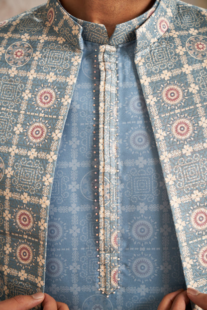 Indo Western Front Open - Light Blue