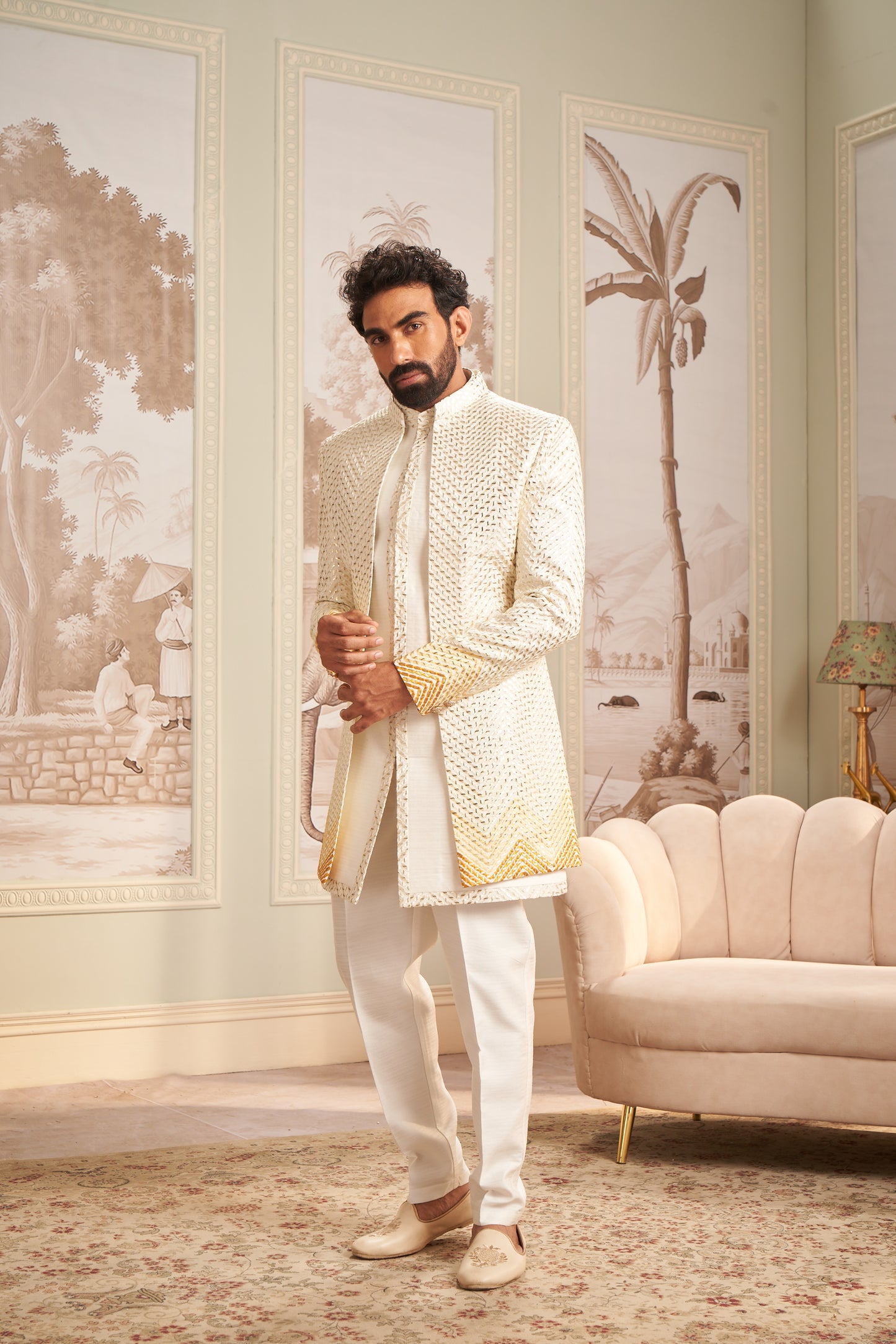 Indo Western Front Open - Cream